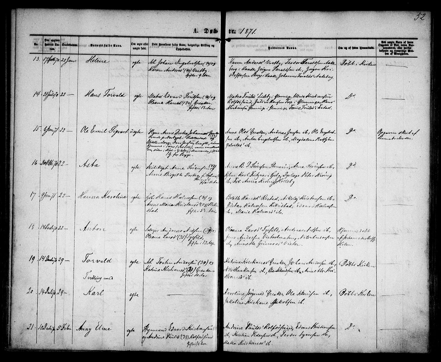 Tune prestekontor Kirkebøker, SAO/A-2007/F/Fa/L0015: Parish register (official) no. 15, 1869-1873, p. 52