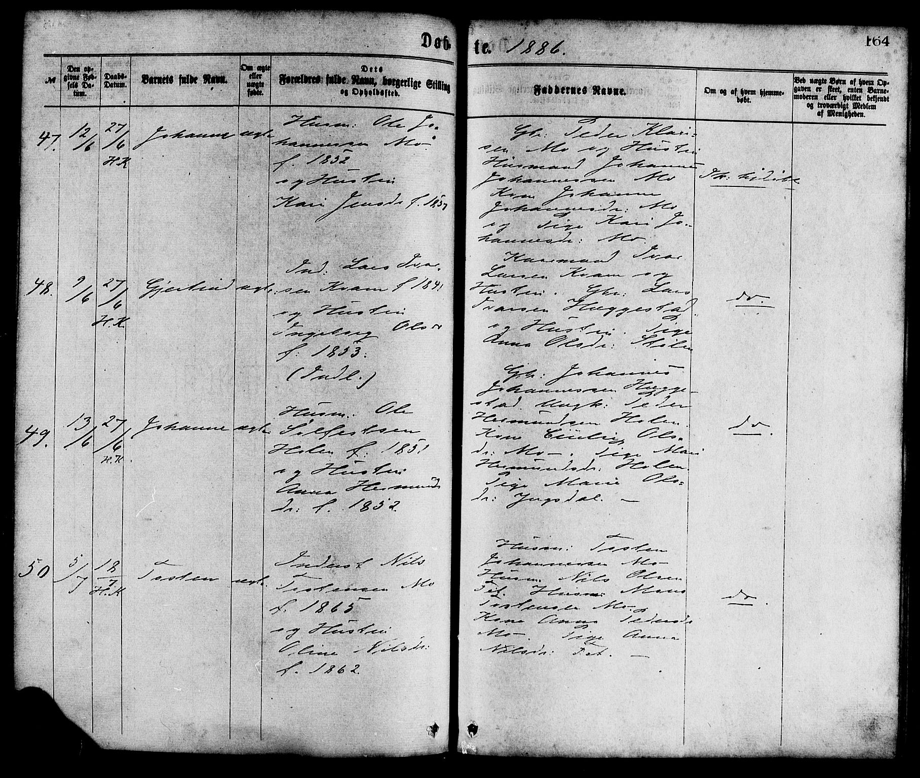 Hafslo sokneprestembete, AV/SAB-A-80301/H/Haa/Haaa/L0011: Parish register (official) no. A 11, 1873-1886, p. 164