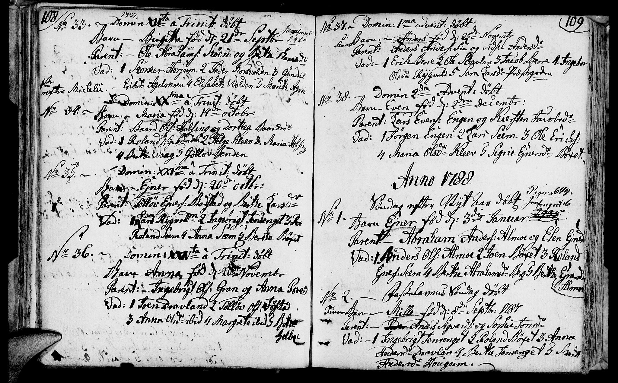 Ministerialprotokoller, klokkerbøker og fødselsregistre - Nord-Trøndelag, SAT/A-1458/749/L0468: Parish register (official) no. 749A02, 1787-1817, p. 108-109