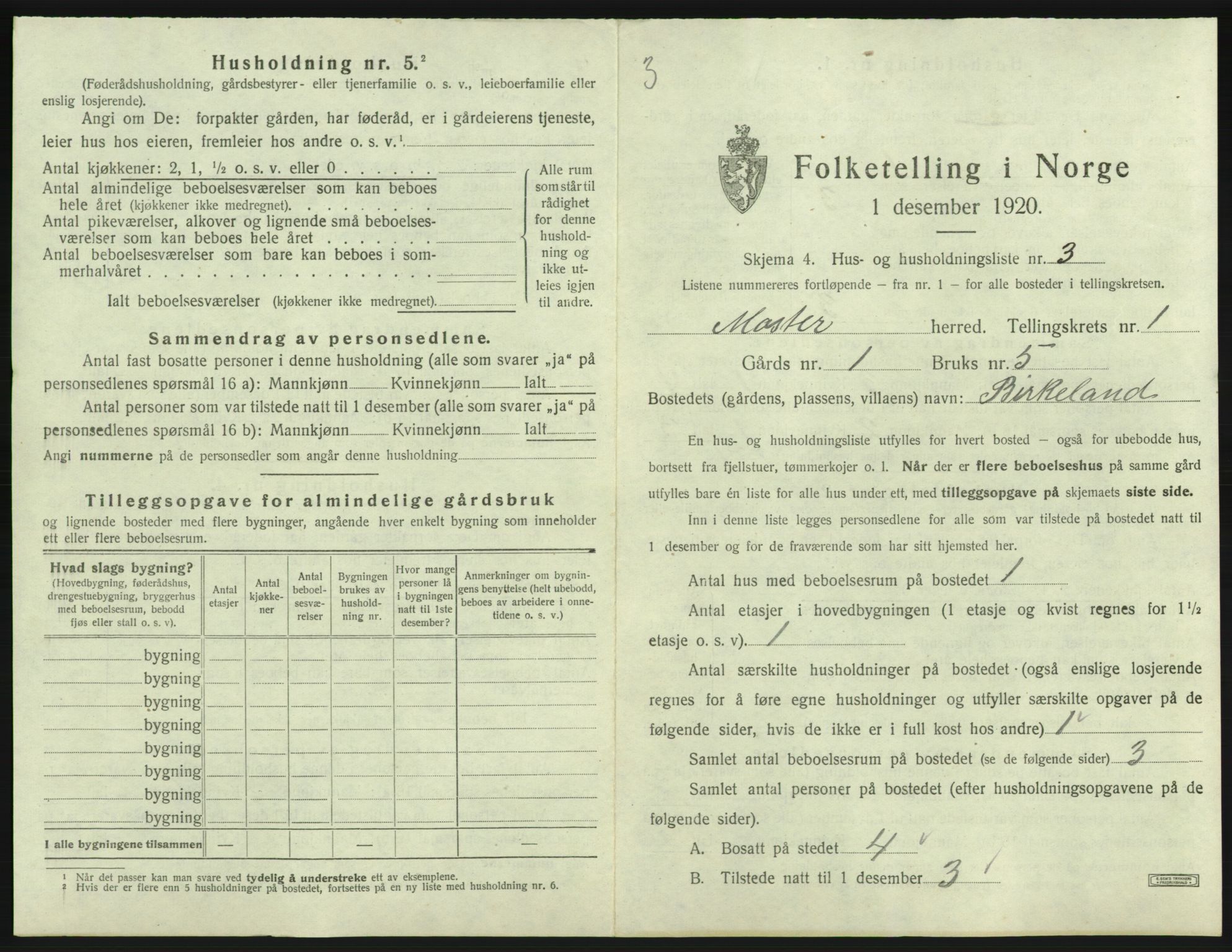 SAB, 1920 census for Moster, 1920, p. 32