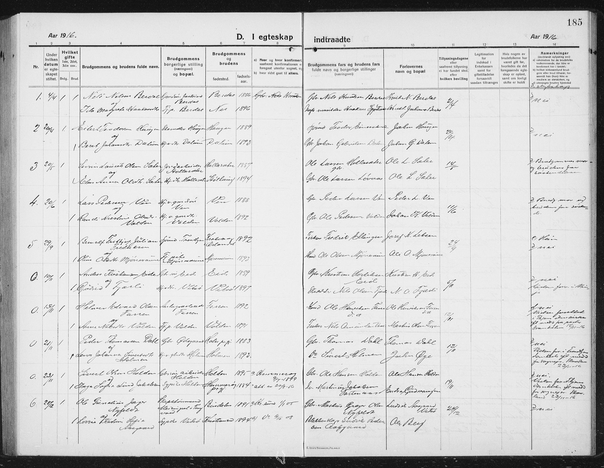 Ministerialprotokoller, klokkerbøker og fødselsregistre - Sør-Trøndelag, SAT/A-1456/630/L0506: Parish register (copy) no. 630C04, 1914-1933, p. 185