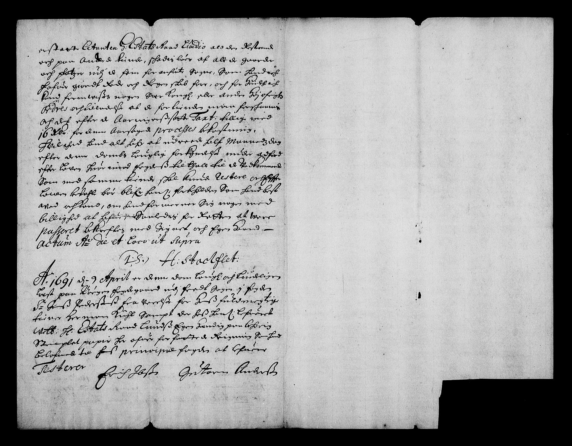 Stattholderembetet 1572-1771, RA/EA-2870/Af/L0004: Avskrifter av vedlegg til originale supplikker, nummerert i samsvar med supplikkbøkene, 1691-1694, p. 272