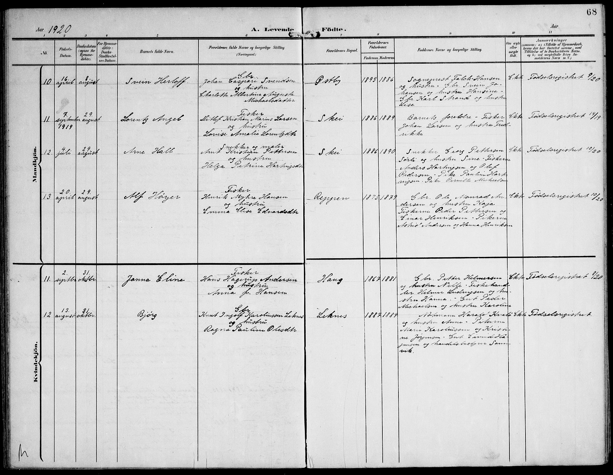 Ministerialprotokoller, klokkerbøker og fødselsregistre - Nord-Trøndelag, AV/SAT-A-1458/788/L0698: Parish register (official) no. 788A05, 1902-1921, p. 68