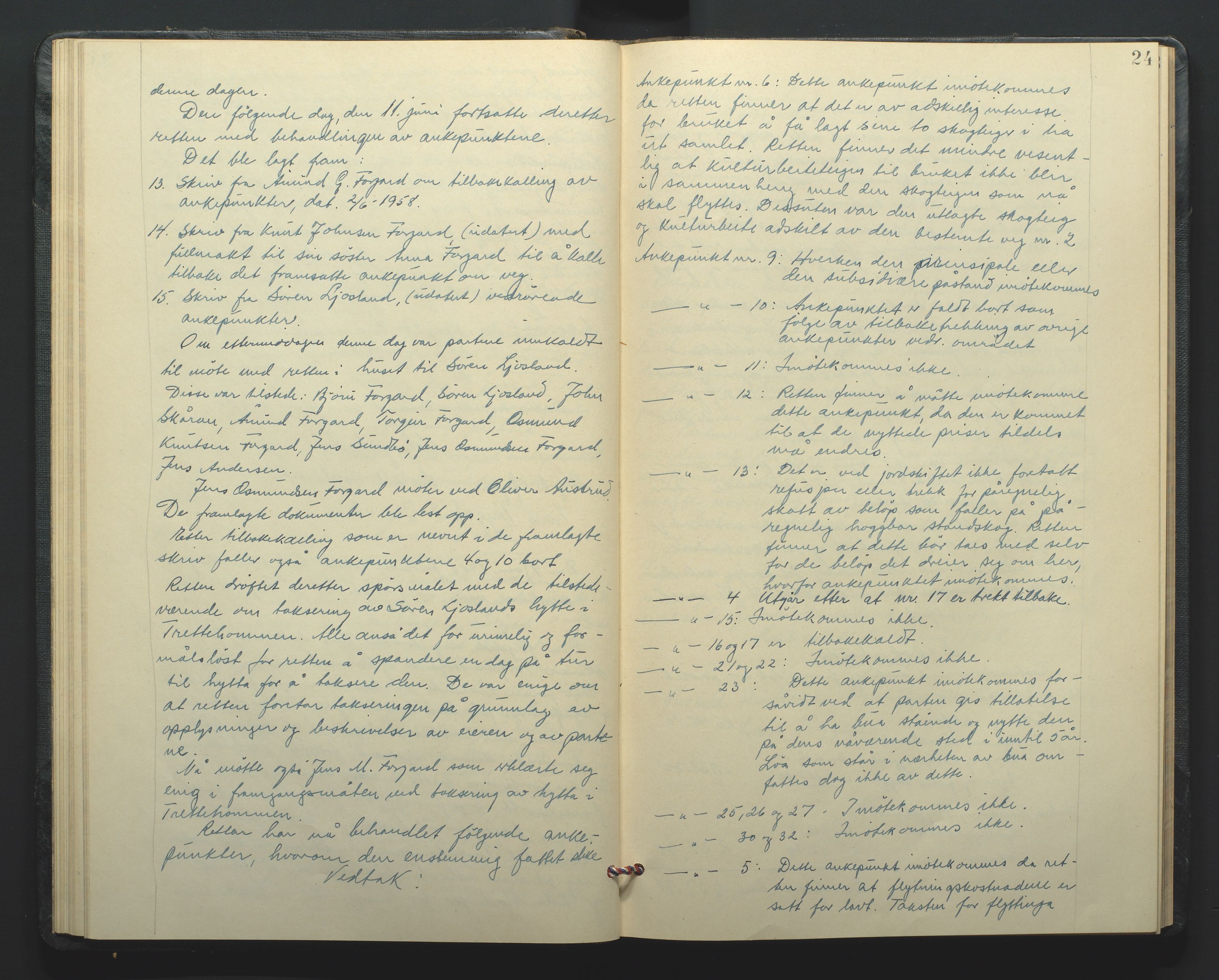 Jordskifteoverdommeren i Agder og Rogaland, AV/SAK-1541-0001/F/Fa/Faa/L0007: Overutskiftningsprotokoll Mandal sorenskriveri nr 7, 1927-1969, p. 24