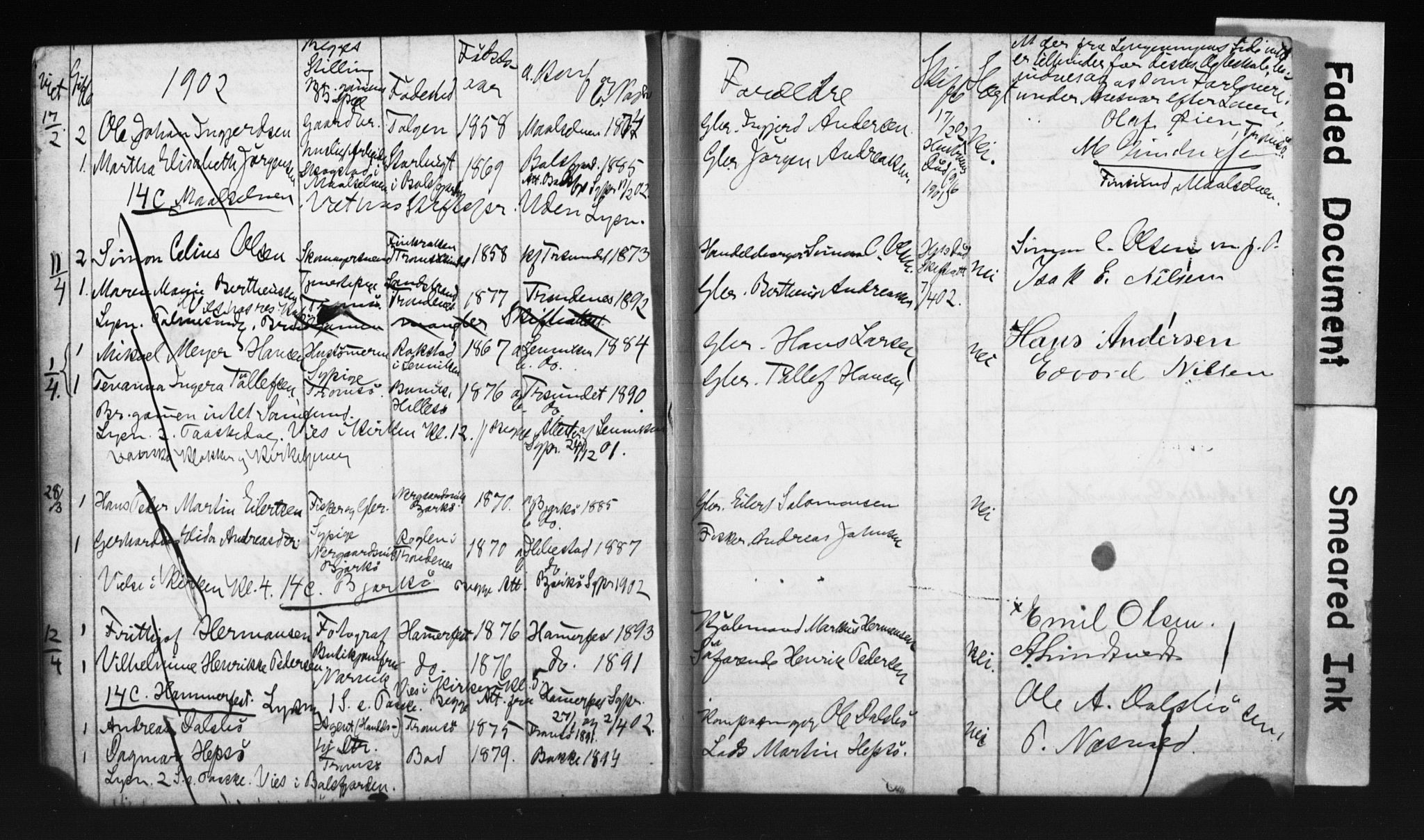 Tromsø sokneprestkontor/stiftsprosti/domprosti, AV/SATØ-S-1343/H/Hc/L0099/0004: Banns register no. 99.4, 1901-1905