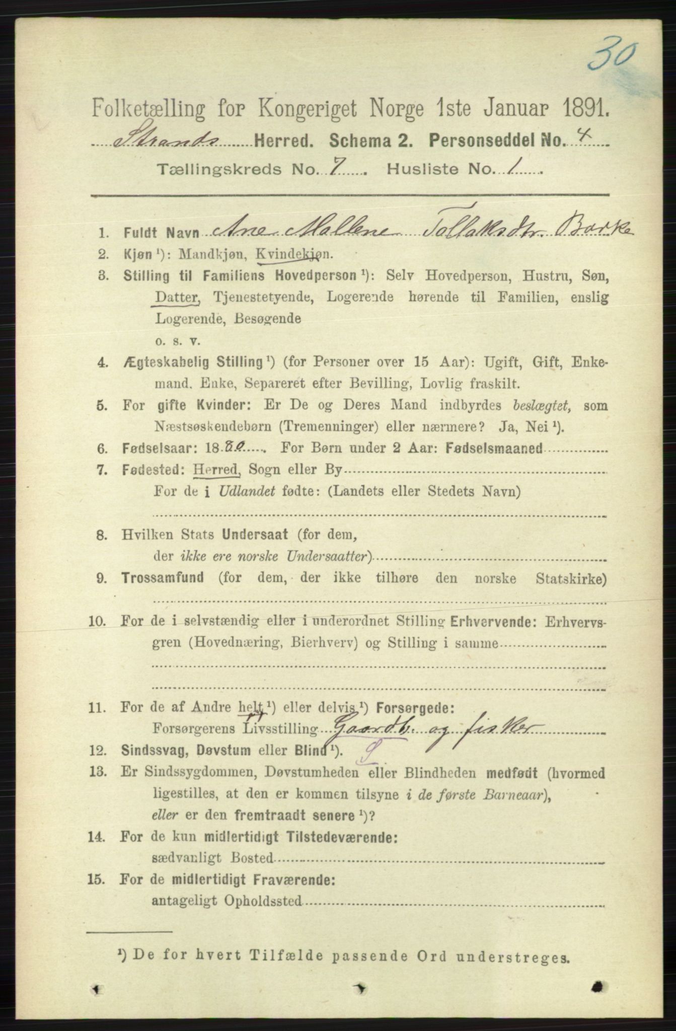 RA, 1891 census for 1130 Strand, 1891, p. 1957