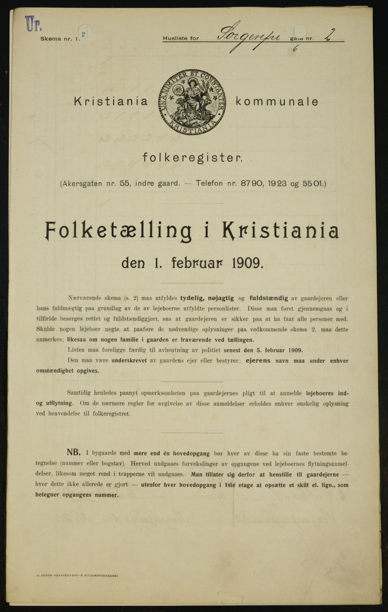 OBA, Municipal Census 1909 for Kristiania, 1909, p. 90557