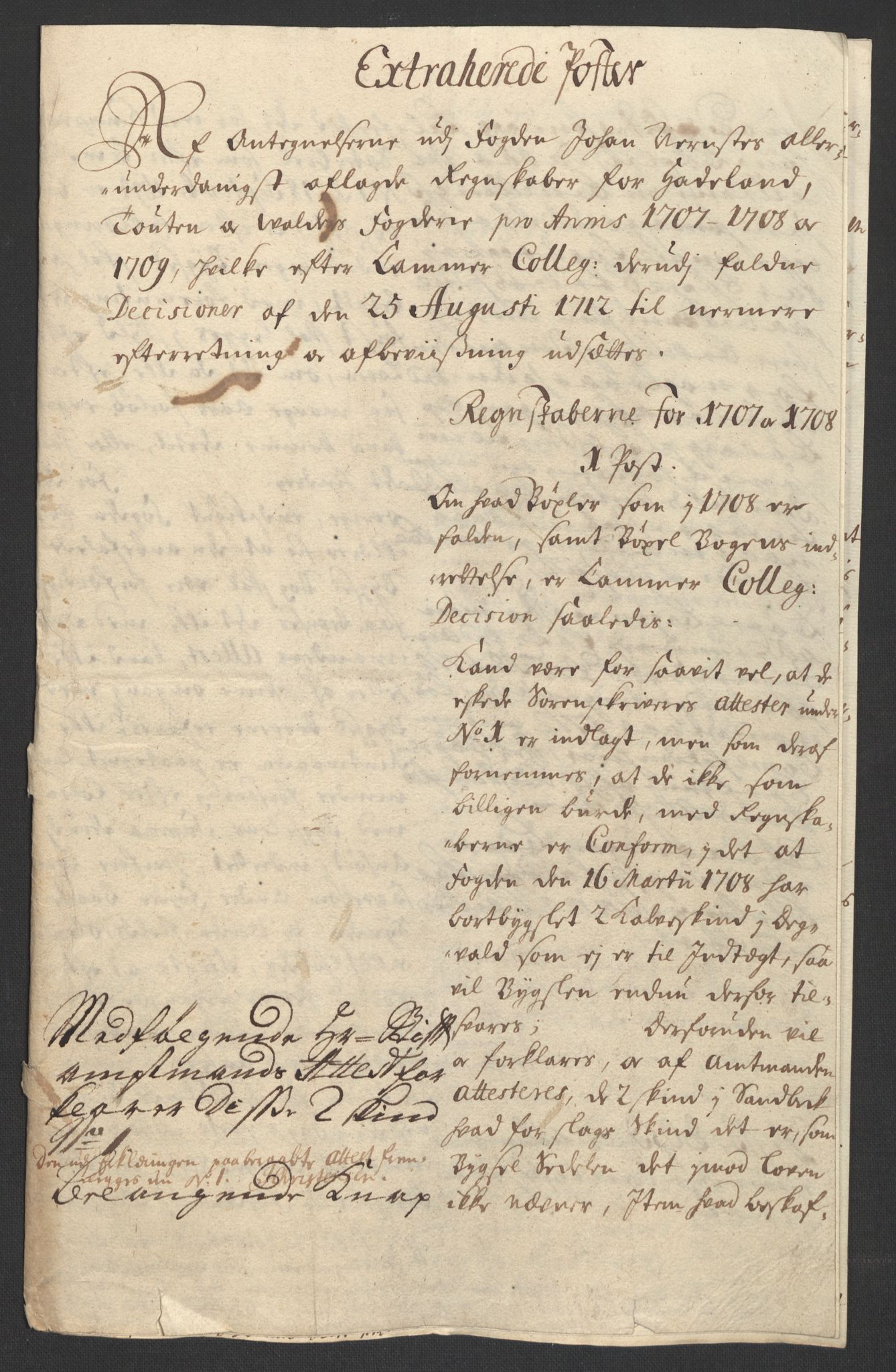 Rentekammeret inntil 1814, Reviderte regnskaper, Fogderegnskap, RA/EA-4092/R18/L1306: Fogderegnskap Hadeland, Toten og Valdres, 1709, p. 439