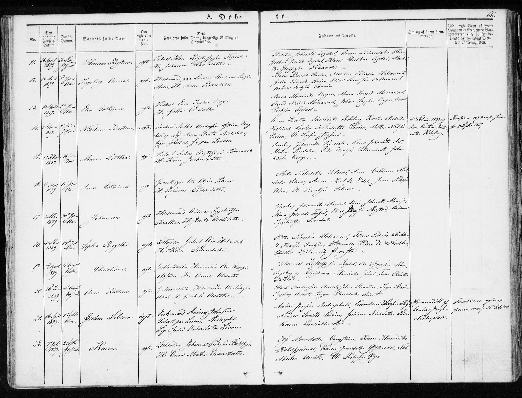 Ministerialprotokoller, klokkerbøker og fødselsregistre - Sør-Trøndelag, SAT/A-1456/655/L0676: Parish register (official) no. 655A05, 1830-1847, p. 66