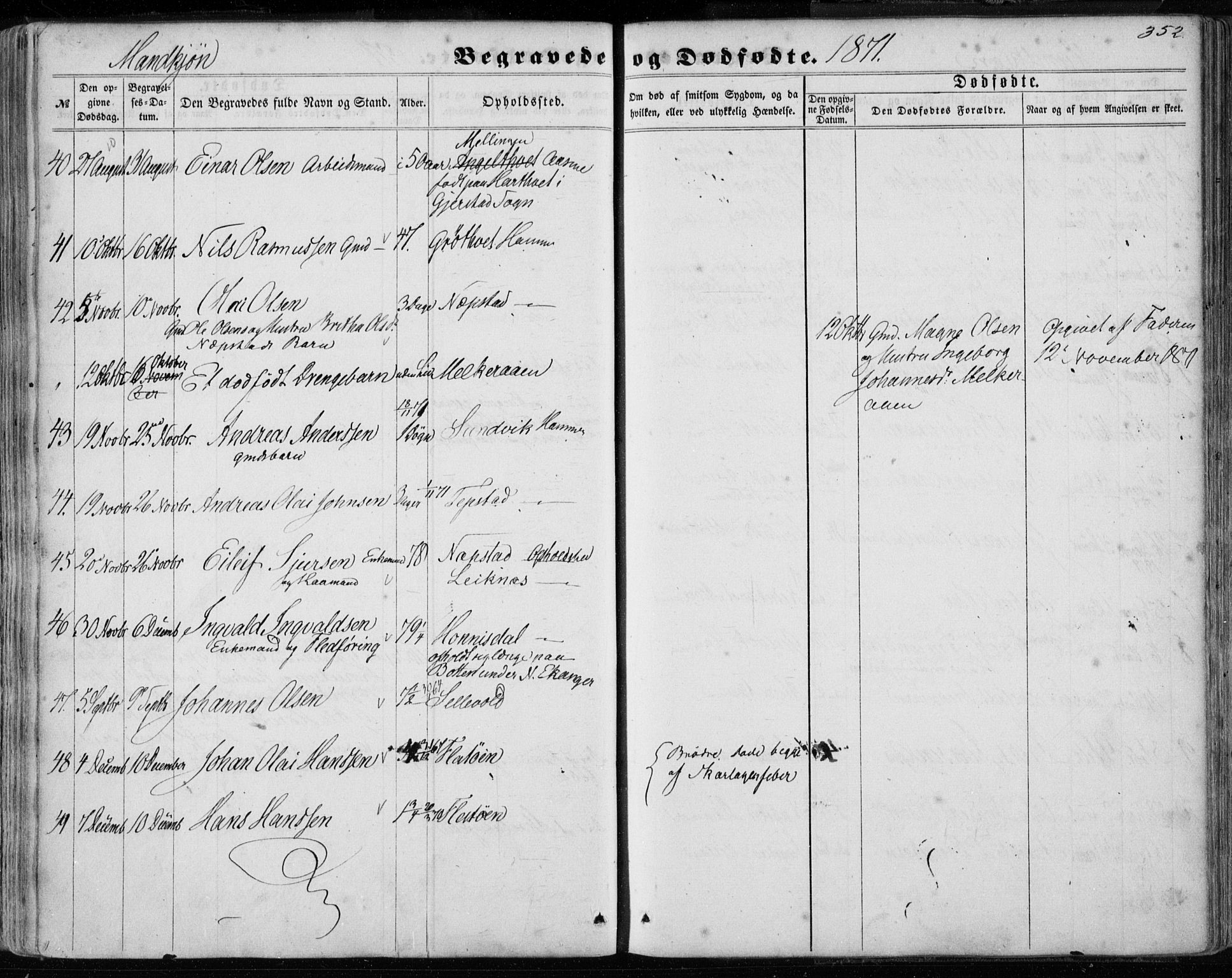 Hamre sokneprestembete, SAB/A-75501/H/Ha/Haa/Haaa/L0014: Parish register (official) no. A 14, 1858-1872, p. 352