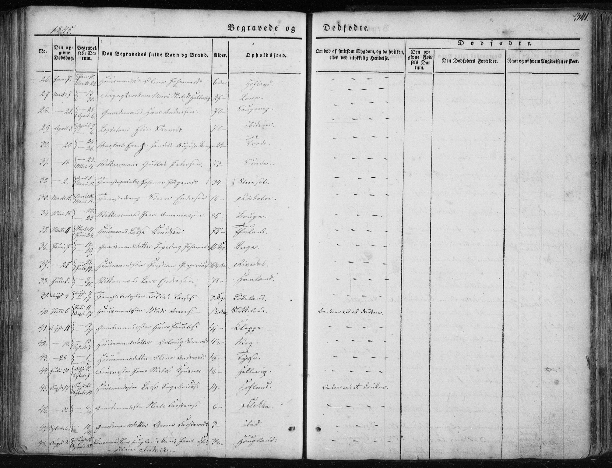 Fjaler sokneprestembete, AV/SAB-A-79801/H/Haa/Haaa/L0006: Parish register (official) no. A 6, 1835-1884, p. 341