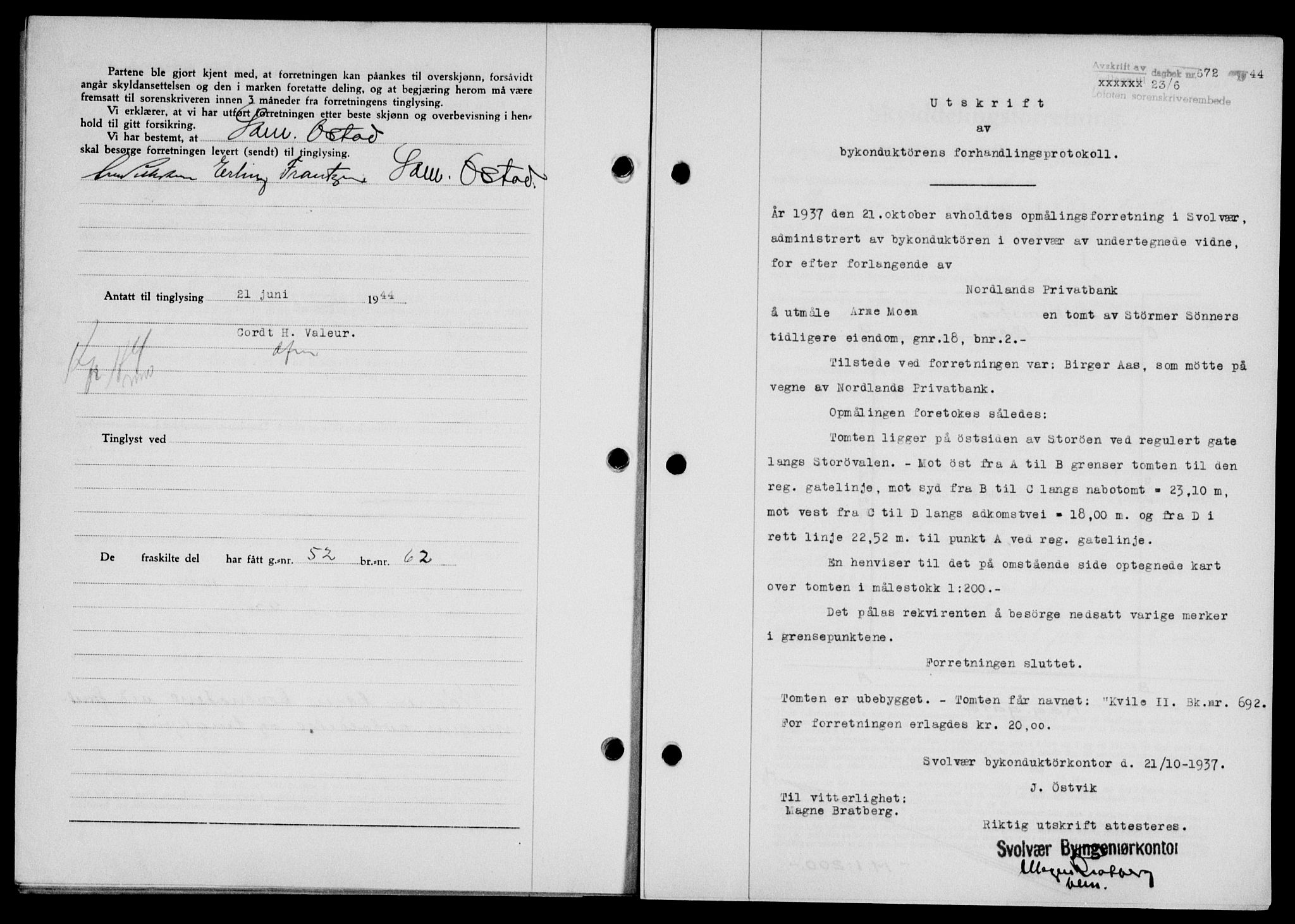 Lofoten sorenskriveri, SAT/A-0017/1/2/2C/L0012a: Mortgage book no. 12a, 1943-1944, Diary no: : 672/1944