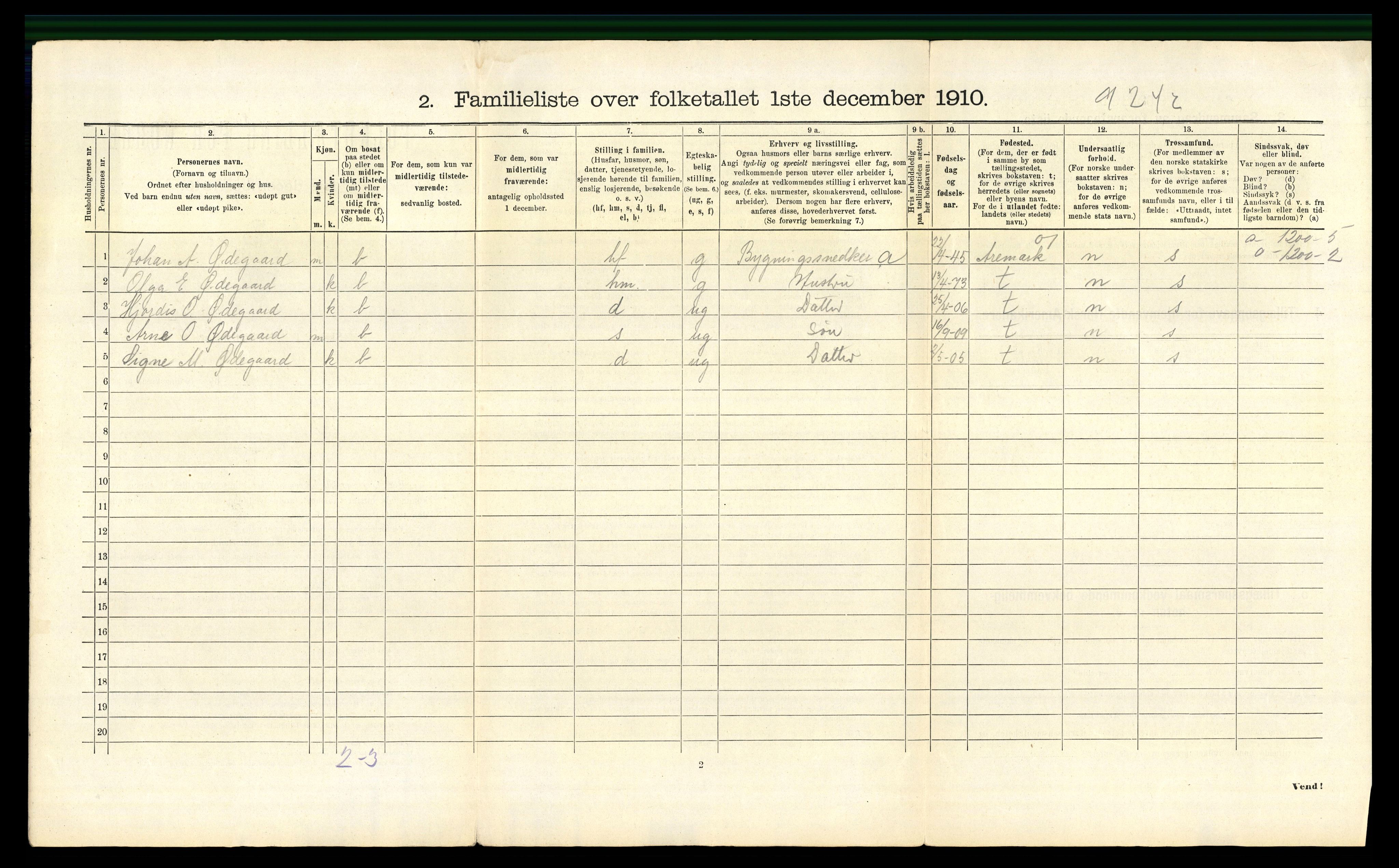 RA, 1910 census for Fredrikshald, 1910, p. 5797