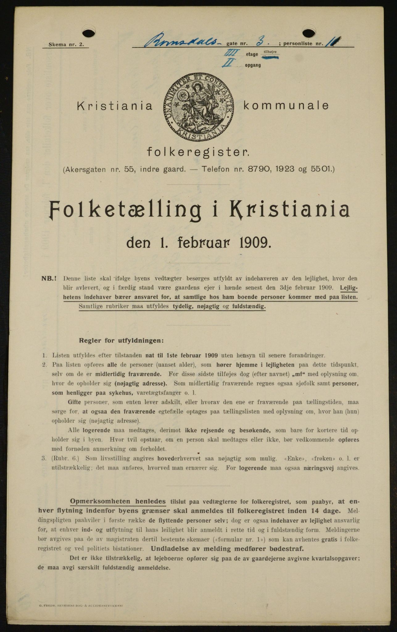 OBA, Municipal Census 1909 for Kristiania, 1909, p. 75420