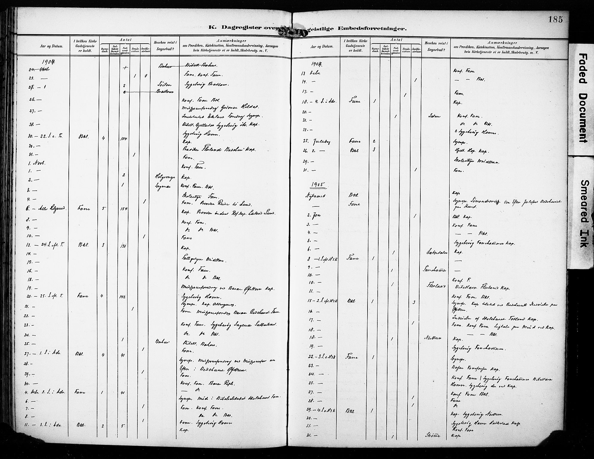 Fana Sokneprestembete, SAB/A-75101/H/Haa/Haab/L0003: Parish register (official) no. B 3, 1898-1907, p. 185