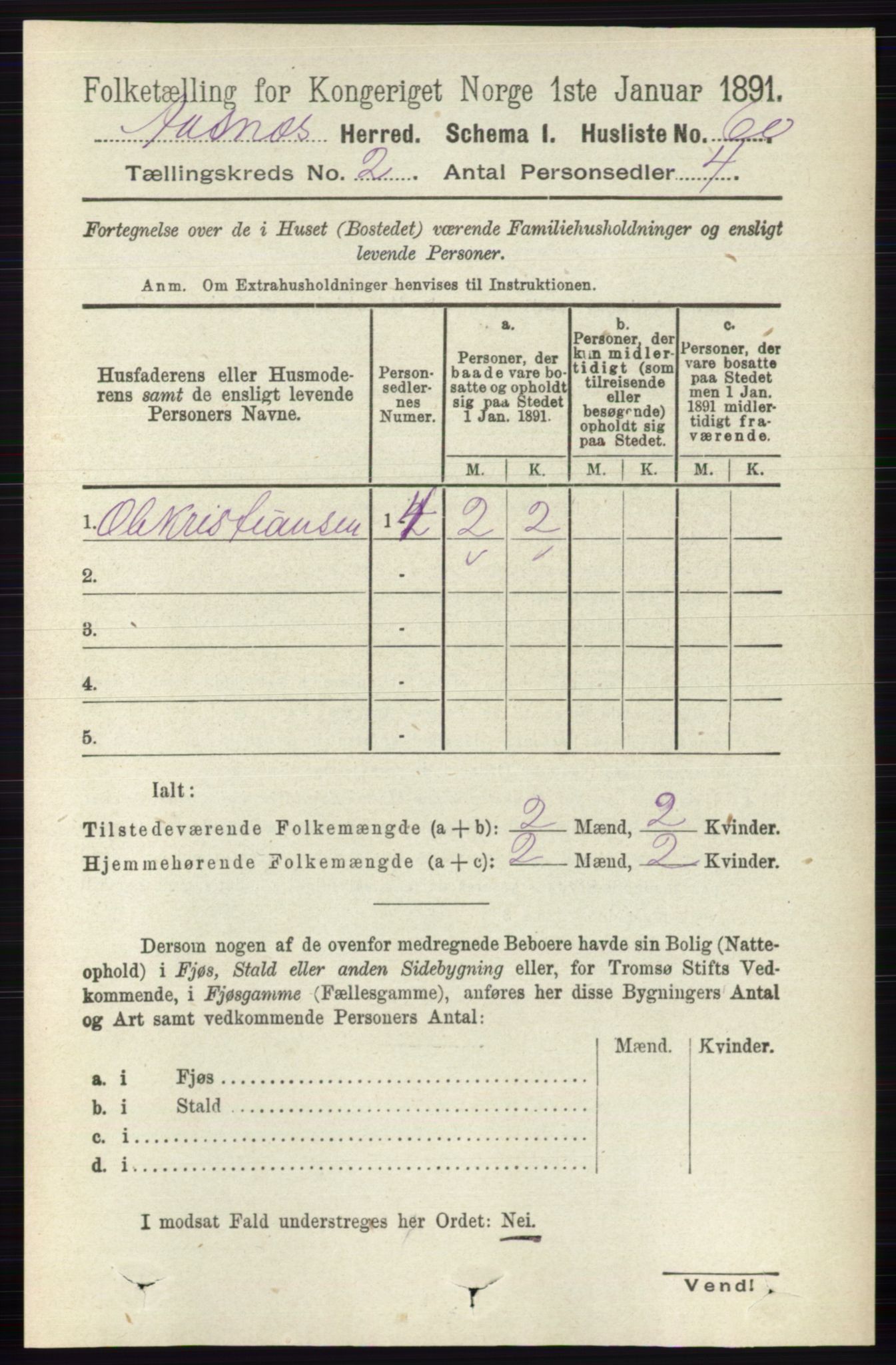 RA, 1891 census for 0425 Åsnes, 1891, p. 638