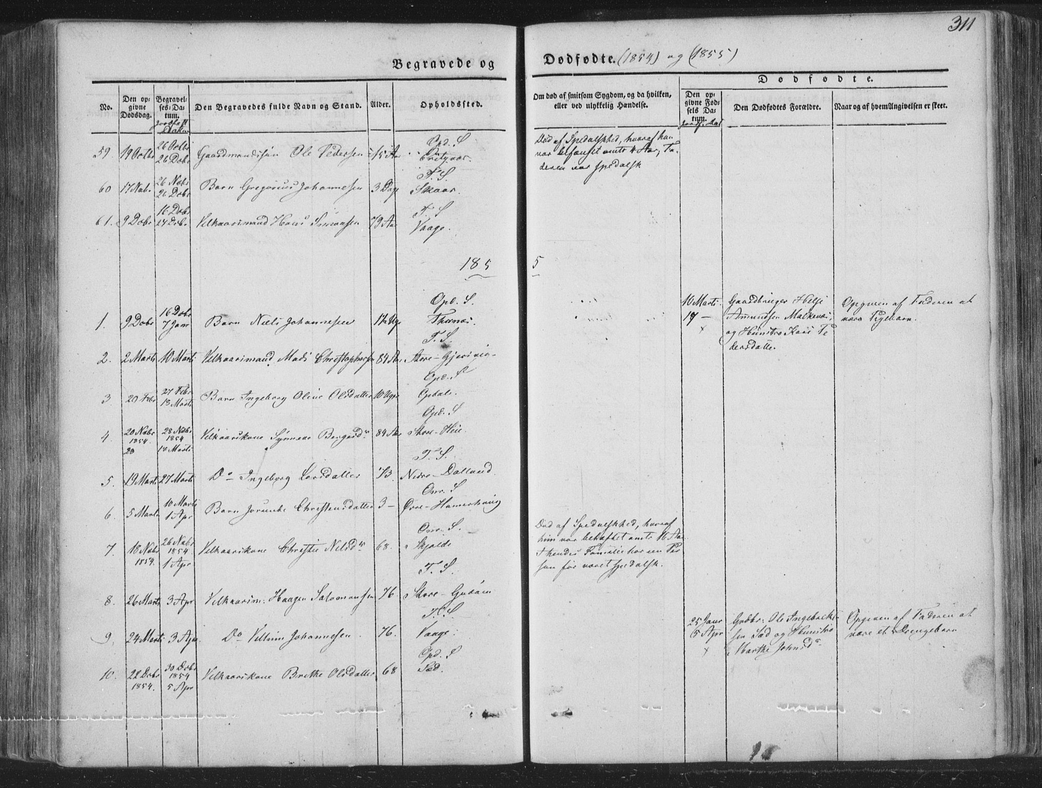 Tysnes sokneprestembete, AV/SAB-A-78601/H/Haa: Parish register (official) no. A 10, 1848-1859, p. 311