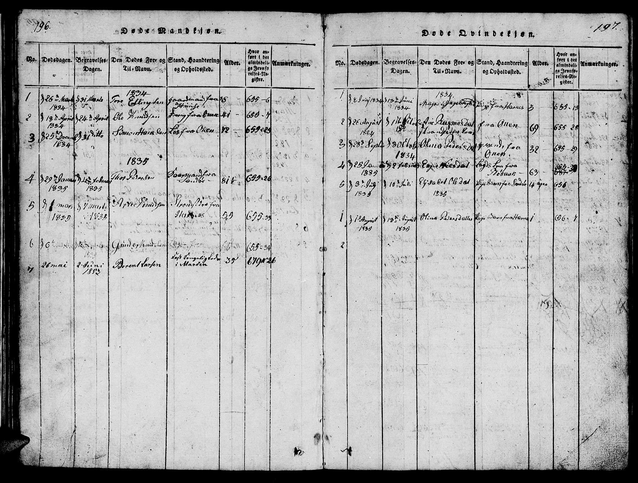 Ministerialprotokoller, klokkerbøker og fødselsregistre - Møre og Romsdal, AV/SAT-A-1454/561/L0731: Parish register (copy) no. 561C01, 1817-1867, p. 196-197