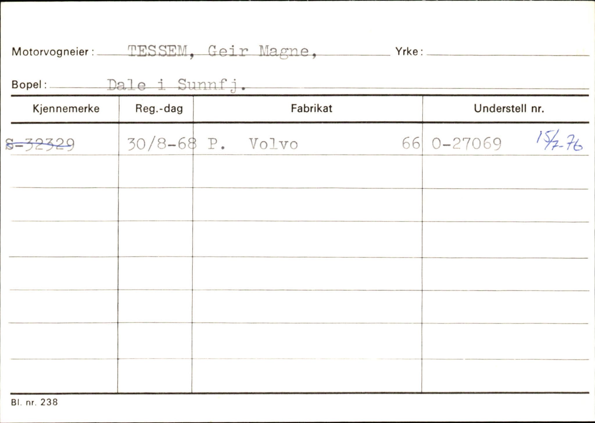Statens vegvesen, Sogn og Fjordane vegkontor, AV/SAB-A-5301/4/F/L0126: Eigarregister Fjaler M-Å. Leikanger A-Å, 1945-1975, p. 455