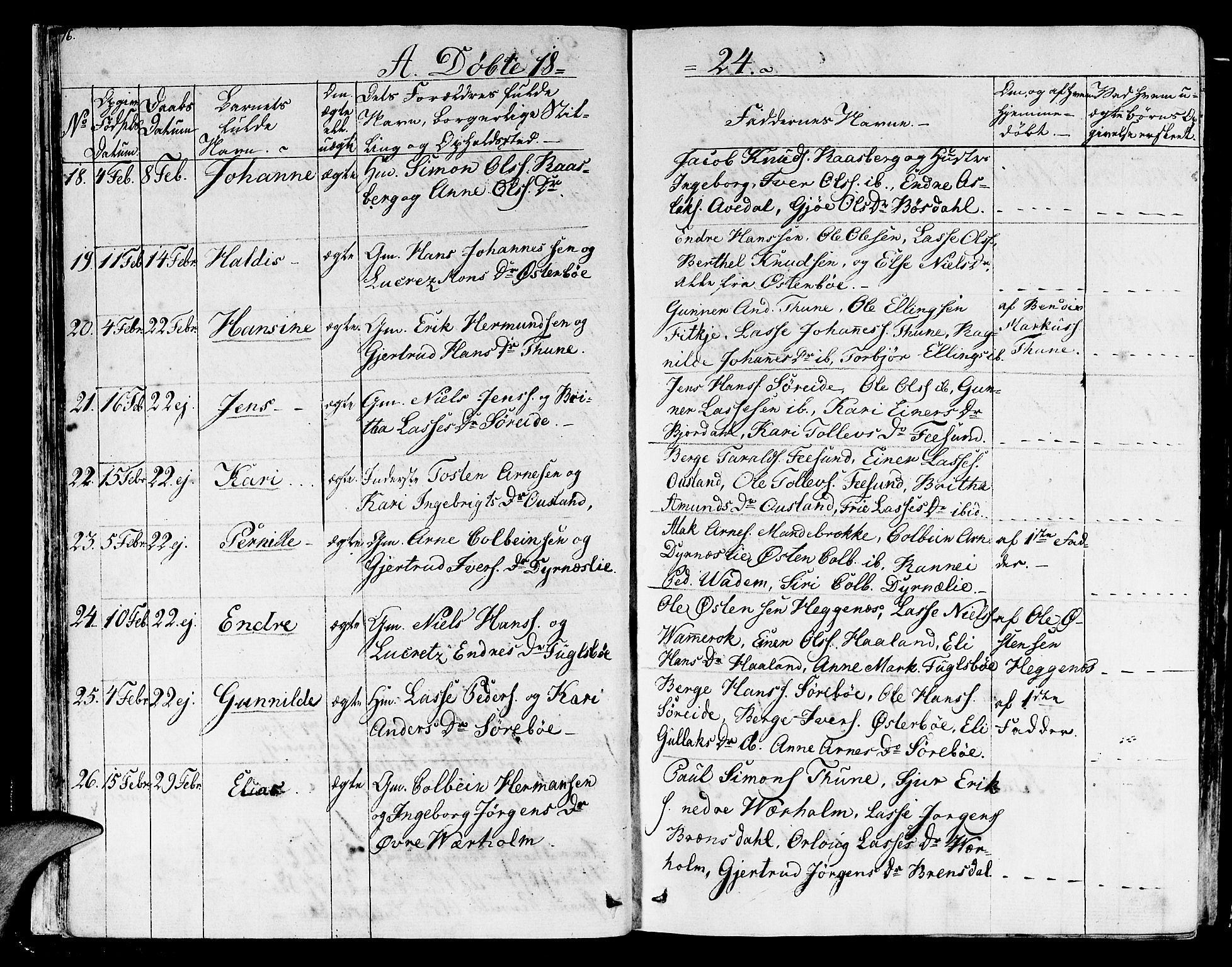 Lavik sokneprestembete, SAB/A-80901: Parish register (official) no. A 2I, 1821-1842, p. 16