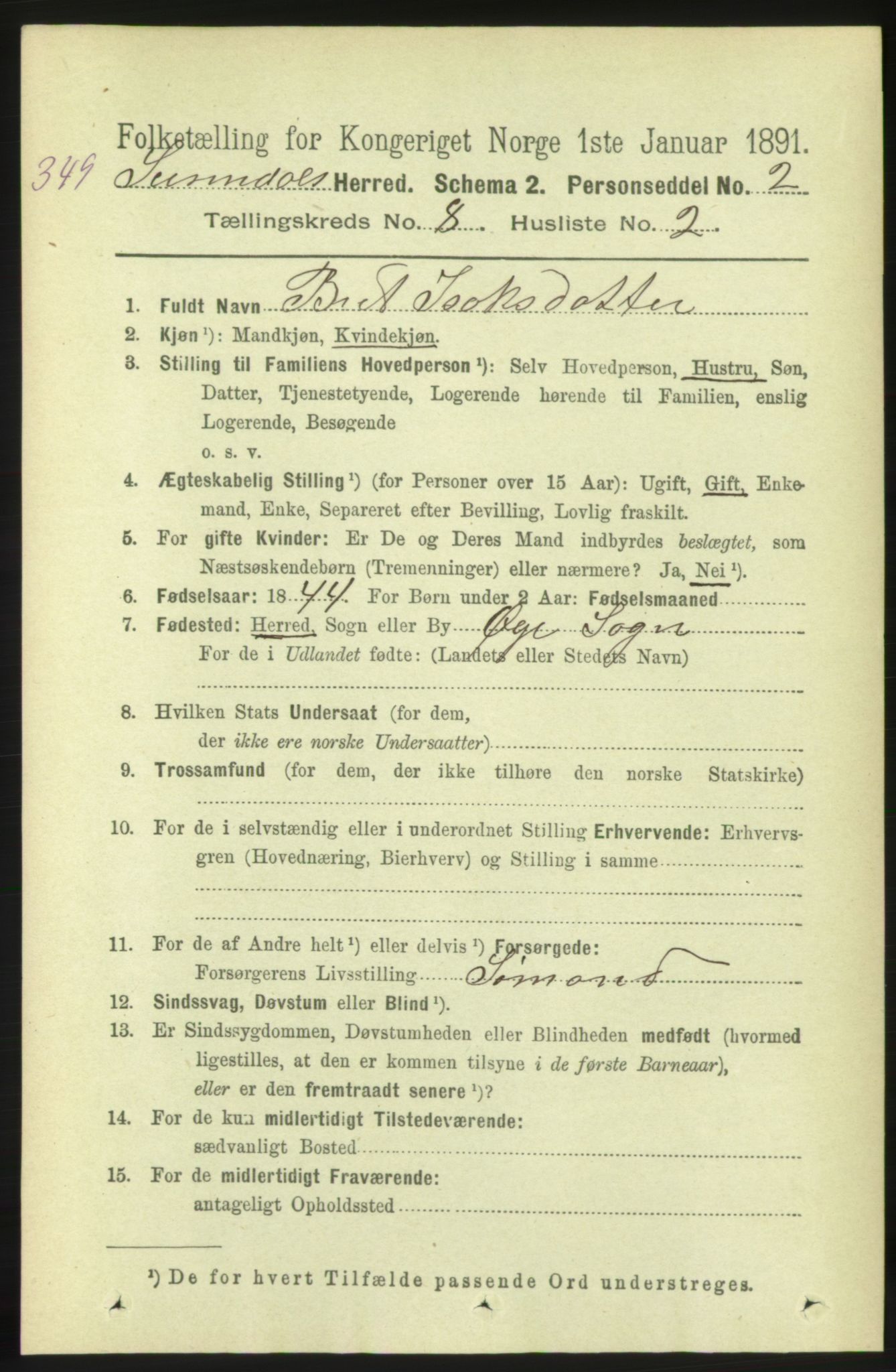 RA, 1891 census for 1566 Surnadal, 1891, p. 2082