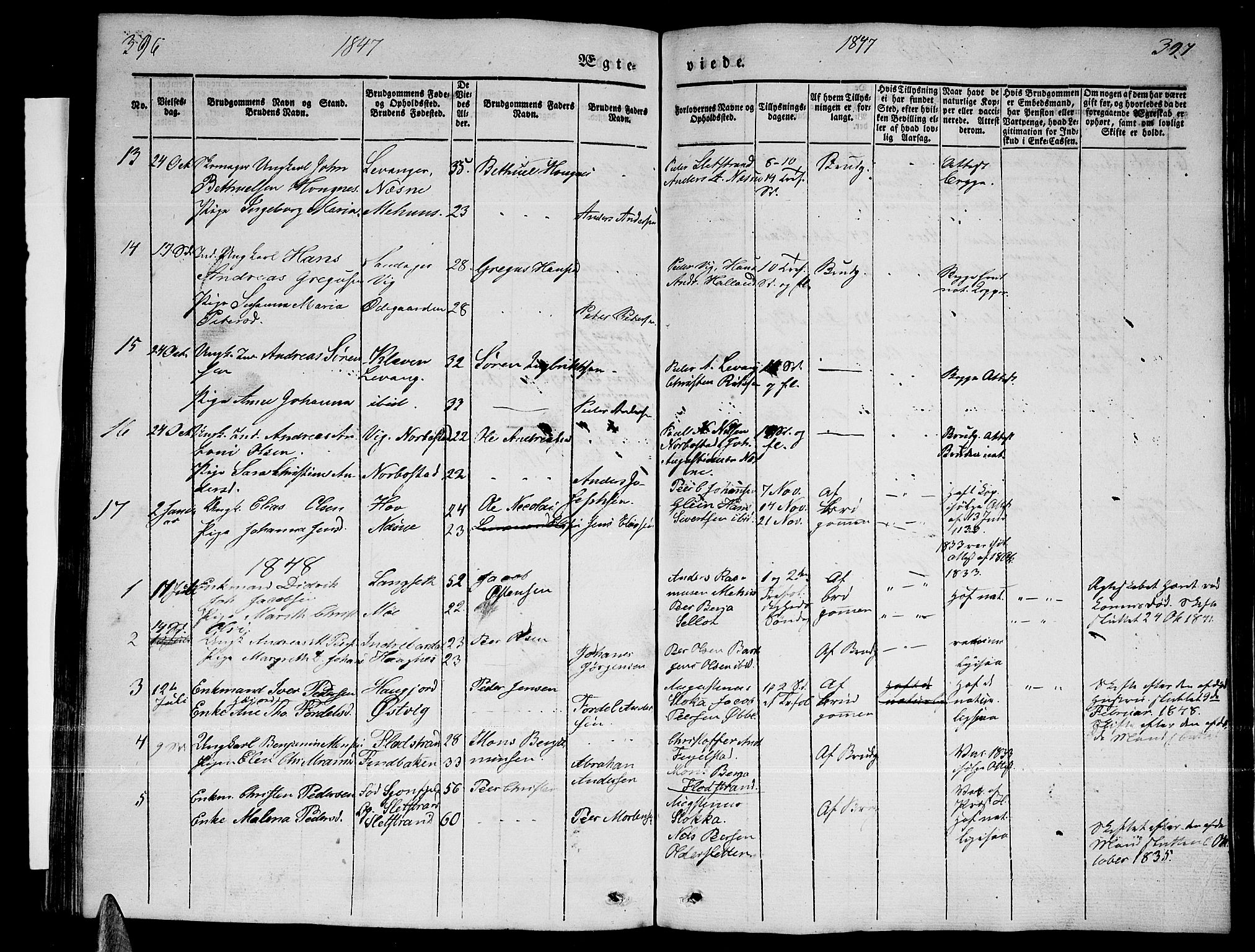 Ministerialprotokoller, klokkerbøker og fødselsregistre - Nordland, AV/SAT-A-1459/838/L0555: Parish register (copy) no. 838C02, 1842-1861, p. 396-397