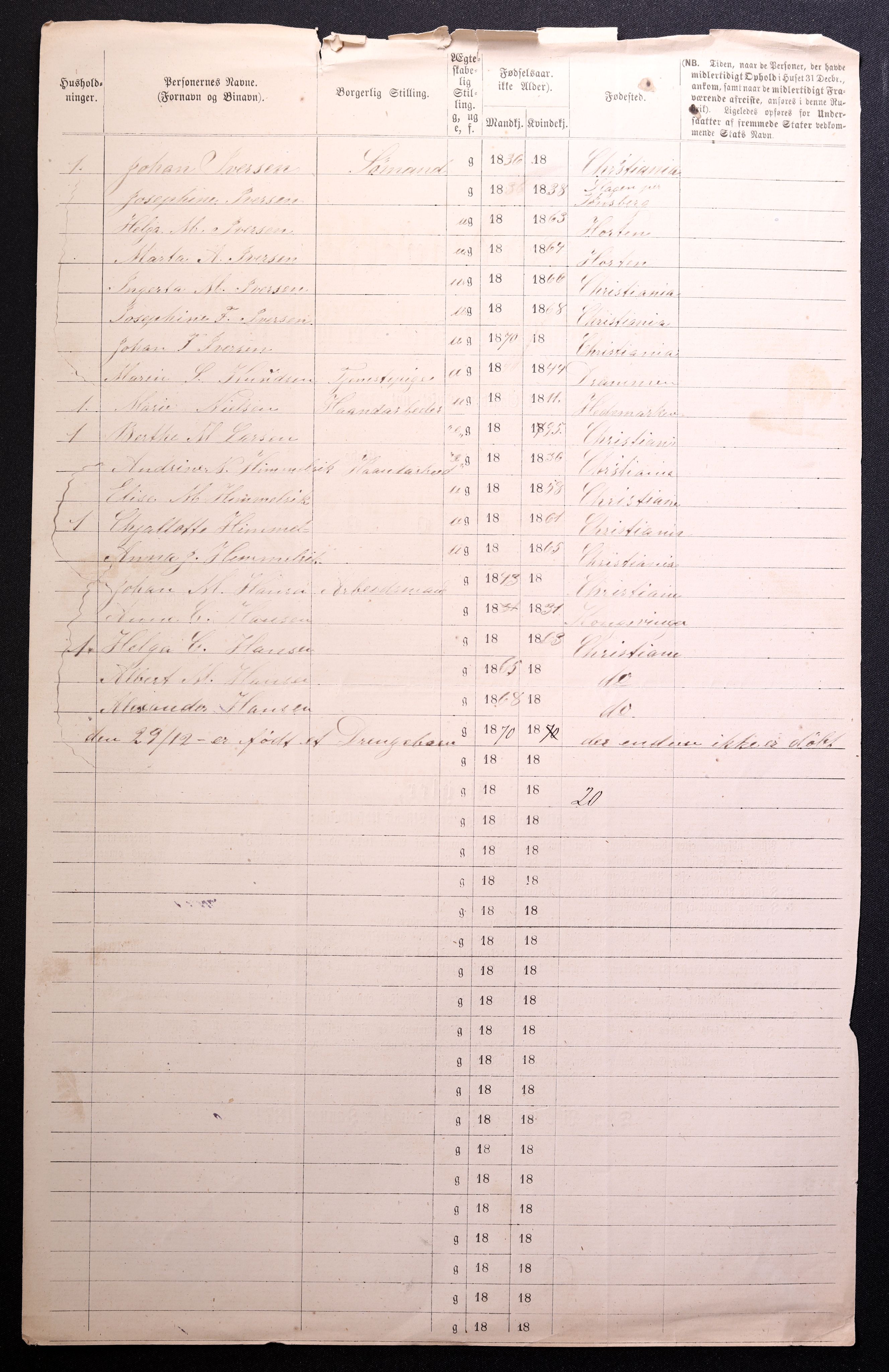RA, 1870 census for 0301 Kristiania, 1870, p. 2261