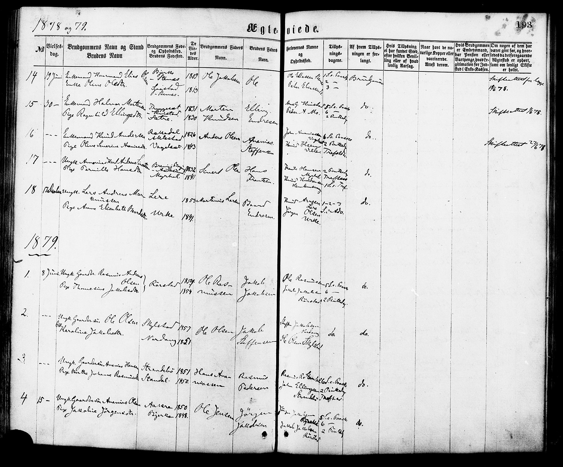 Ministerialprotokoller, klokkerbøker og fødselsregistre - Møre og Romsdal, AV/SAT-A-1454/515/L0210: Parish register (official) no. 515A06, 1868-1885, p. 193