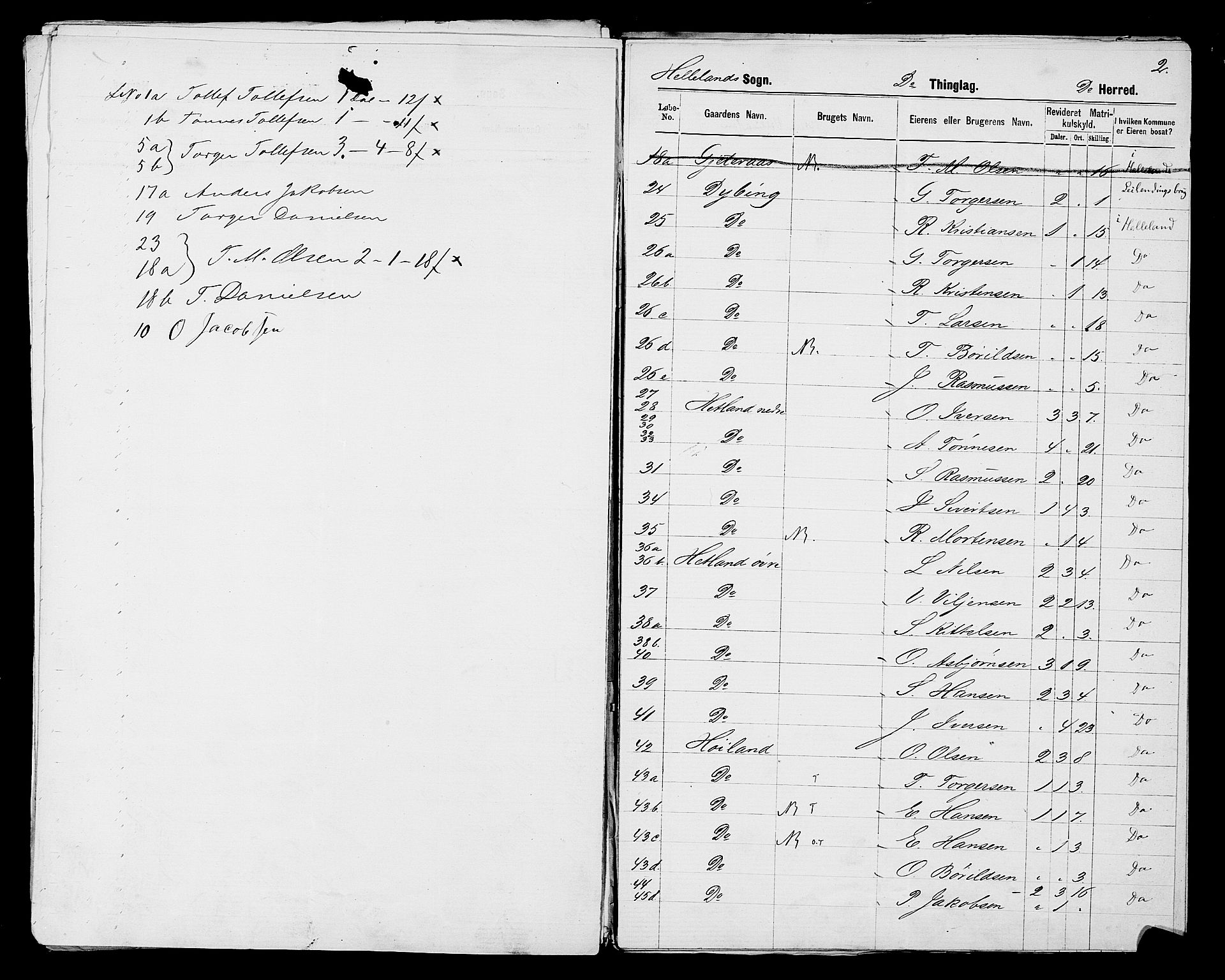 SAST, 1875 census for 1115P Helleland, 1875, p. 18