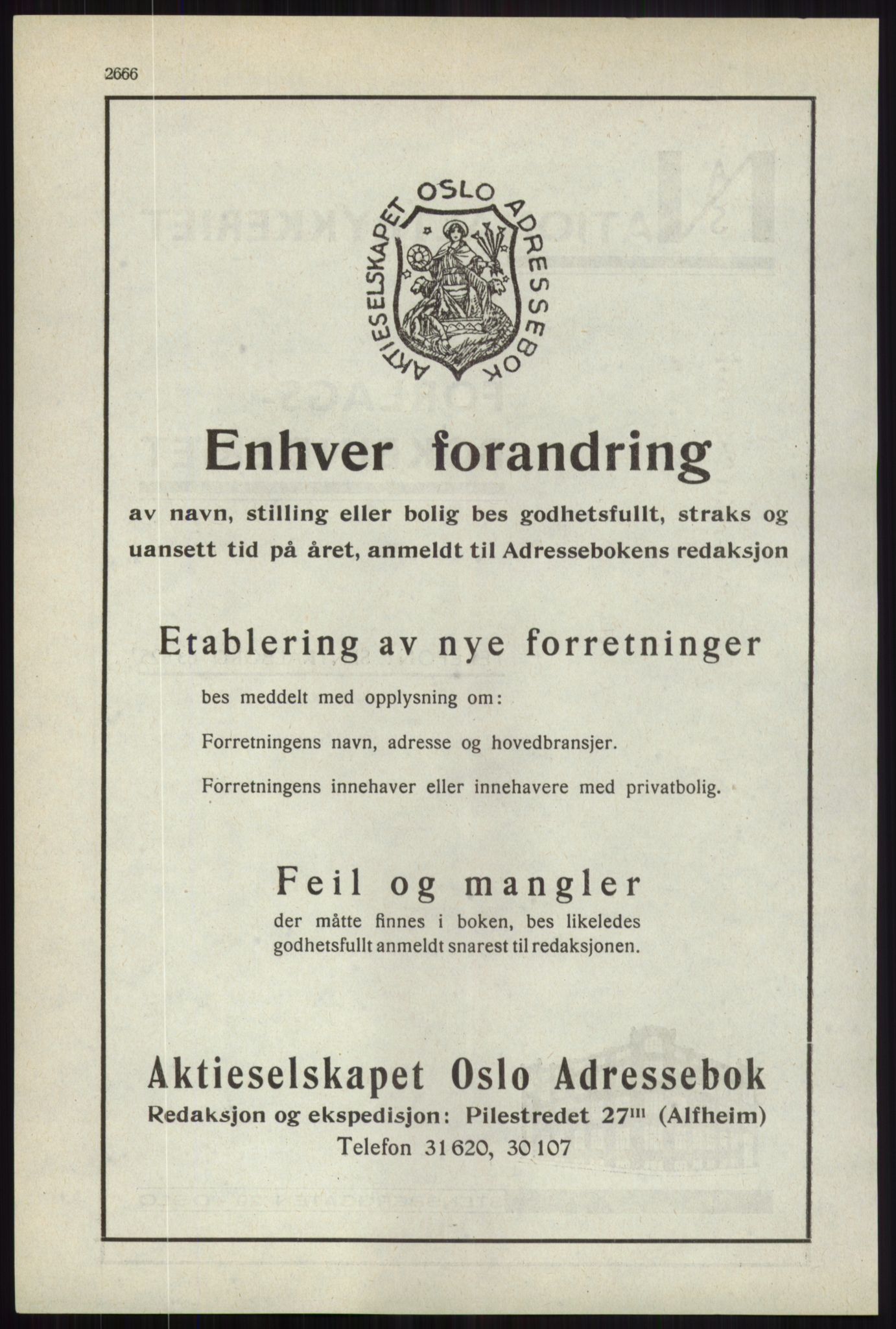 Kristiania/Oslo adressebok, PUBL/-, 1941, p. 2666