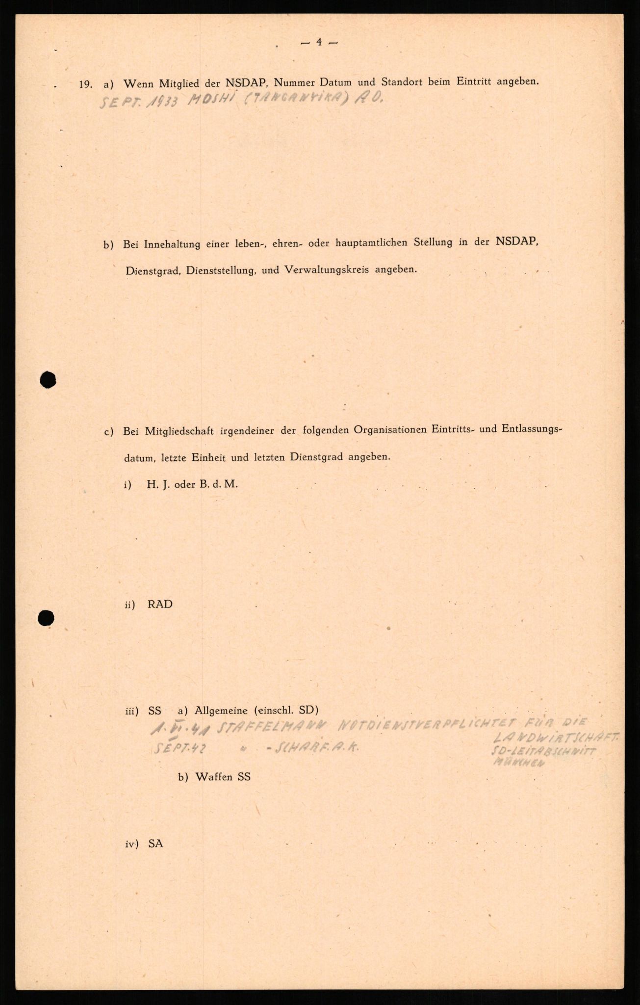 Forsvaret, Forsvarets overkommando II, RA/RAFA-3915/D/Db/L0017: CI Questionaires. Tyske okkupasjonsstyrker i Norge. Tyskere., 1945-1946, p. 340