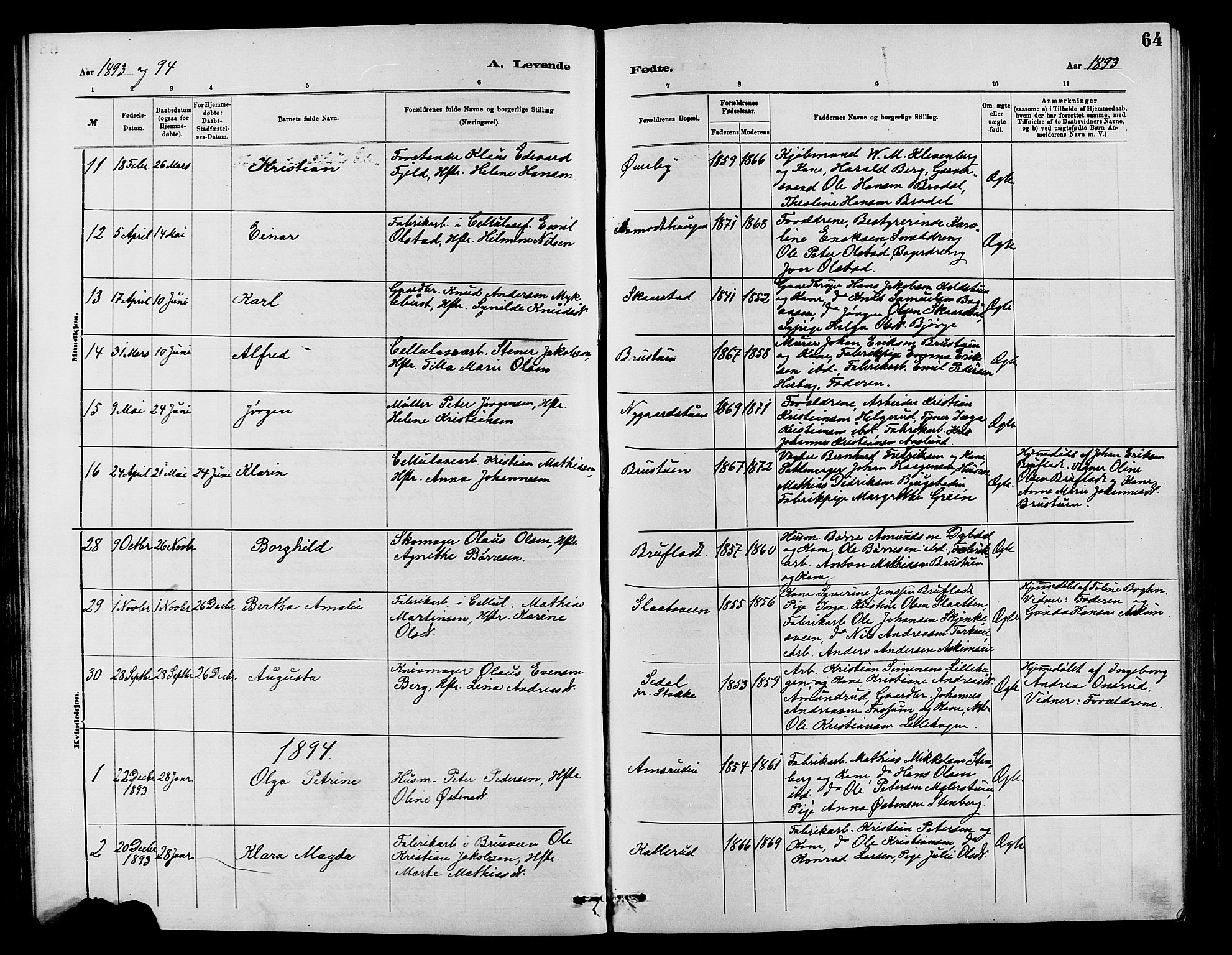 Vardal prestekontor, AV/SAH-PREST-100/H/Ha/Hab/L0007: Parish register (copy) no. 7 /1, 1881-1895, p. 64