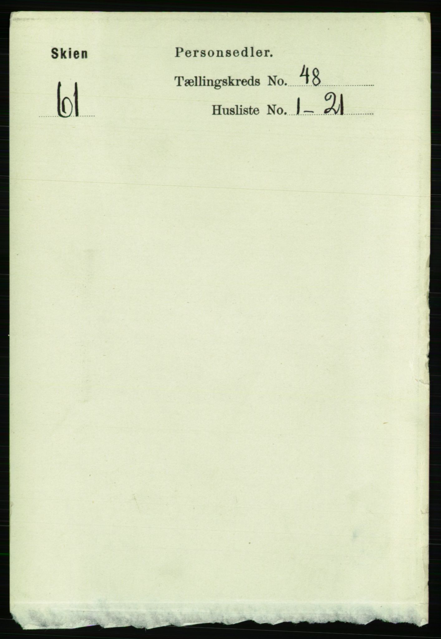 RA, 1891 census for 0806 Skien, 1891, p. 9823