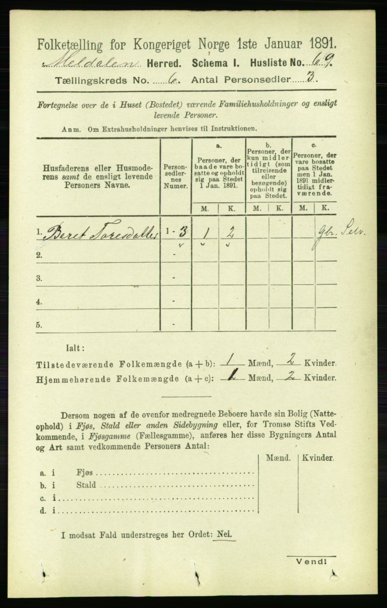 RA, 1891 census for 1636 Meldal, 1891, p. 2857