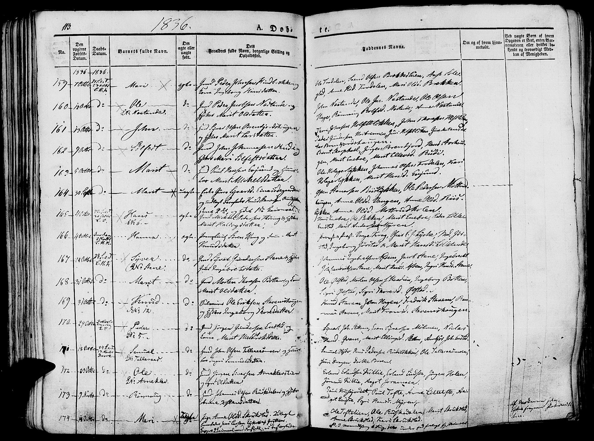 Lesja prestekontor, SAH/PREST-068/H/Ha/Haa/L0005: Parish register (official) no. 5, 1830-1842, p. 113