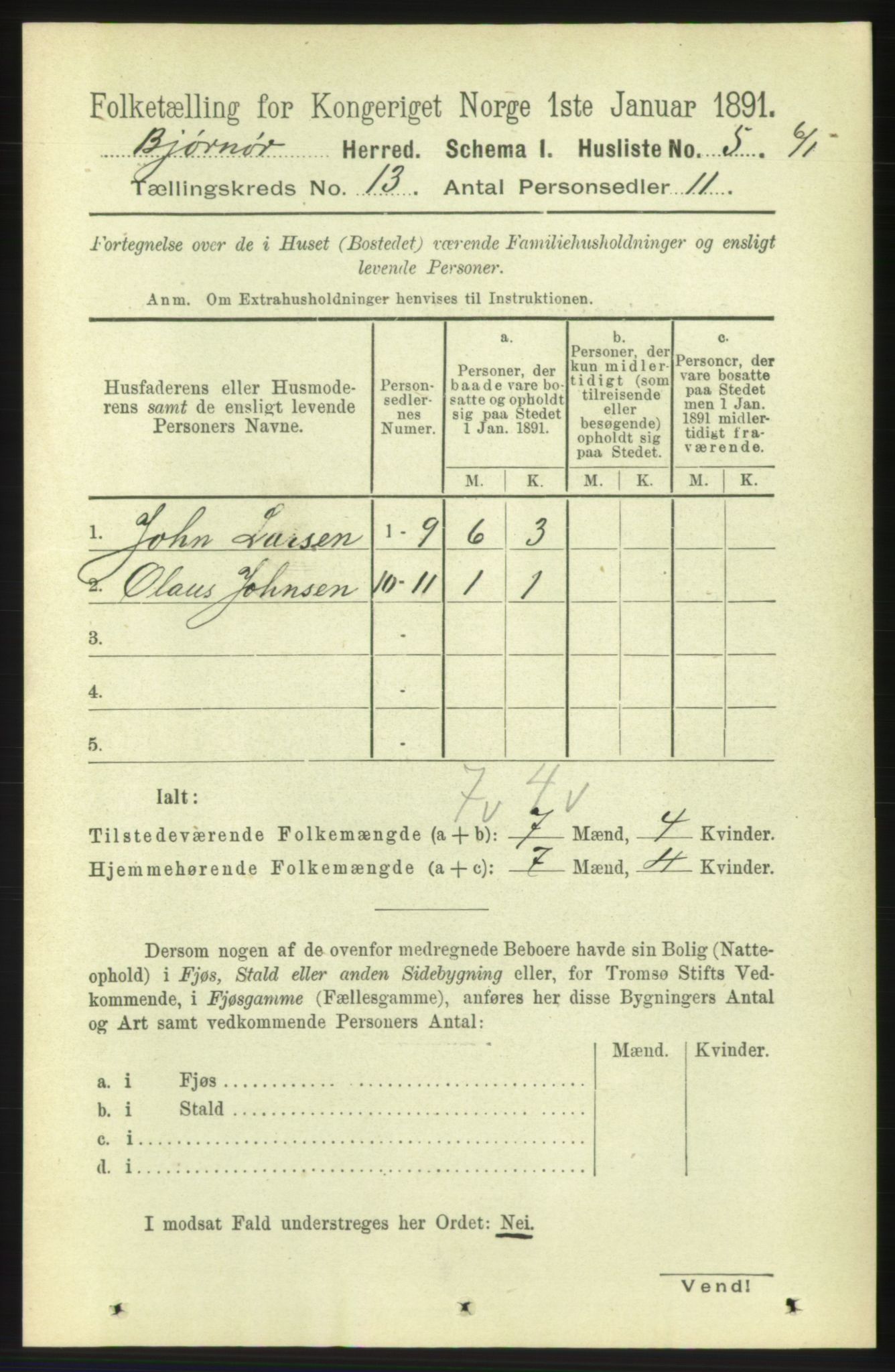 RA, 1891 census for 1632 Bjørnør, 1891, p. 5483