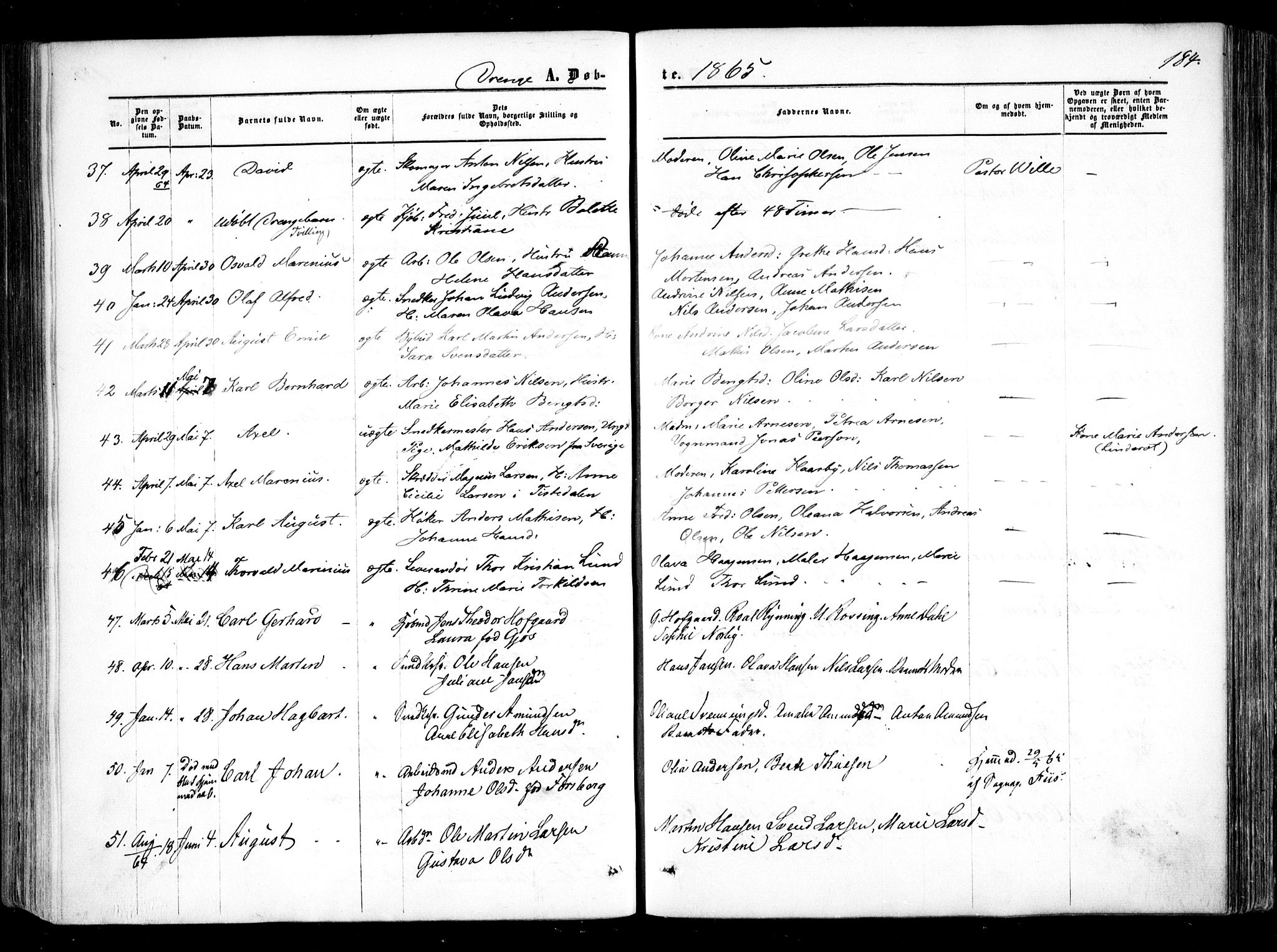 Halden prestekontor Kirkebøker, SAO/A-10909/F/Fa/L0007: Parish register (official) no. I 7, 1857-1865, p. 184