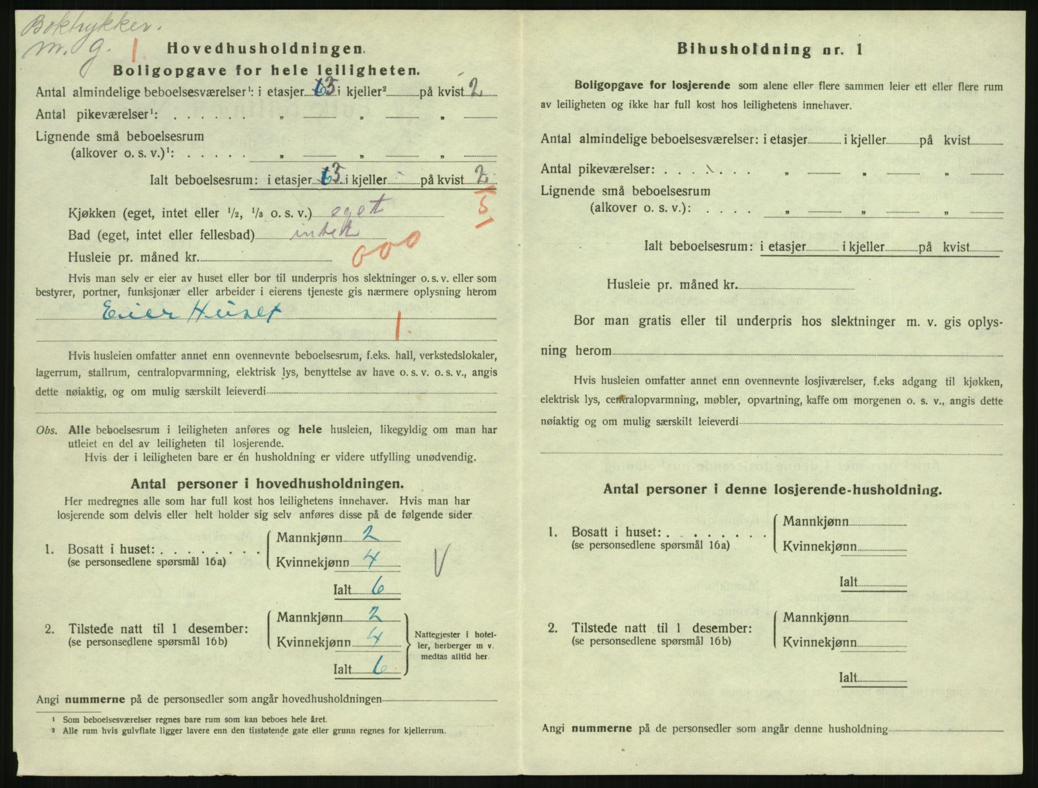 SAH, 1920 census for Lillehammer, 1920, p. 3409