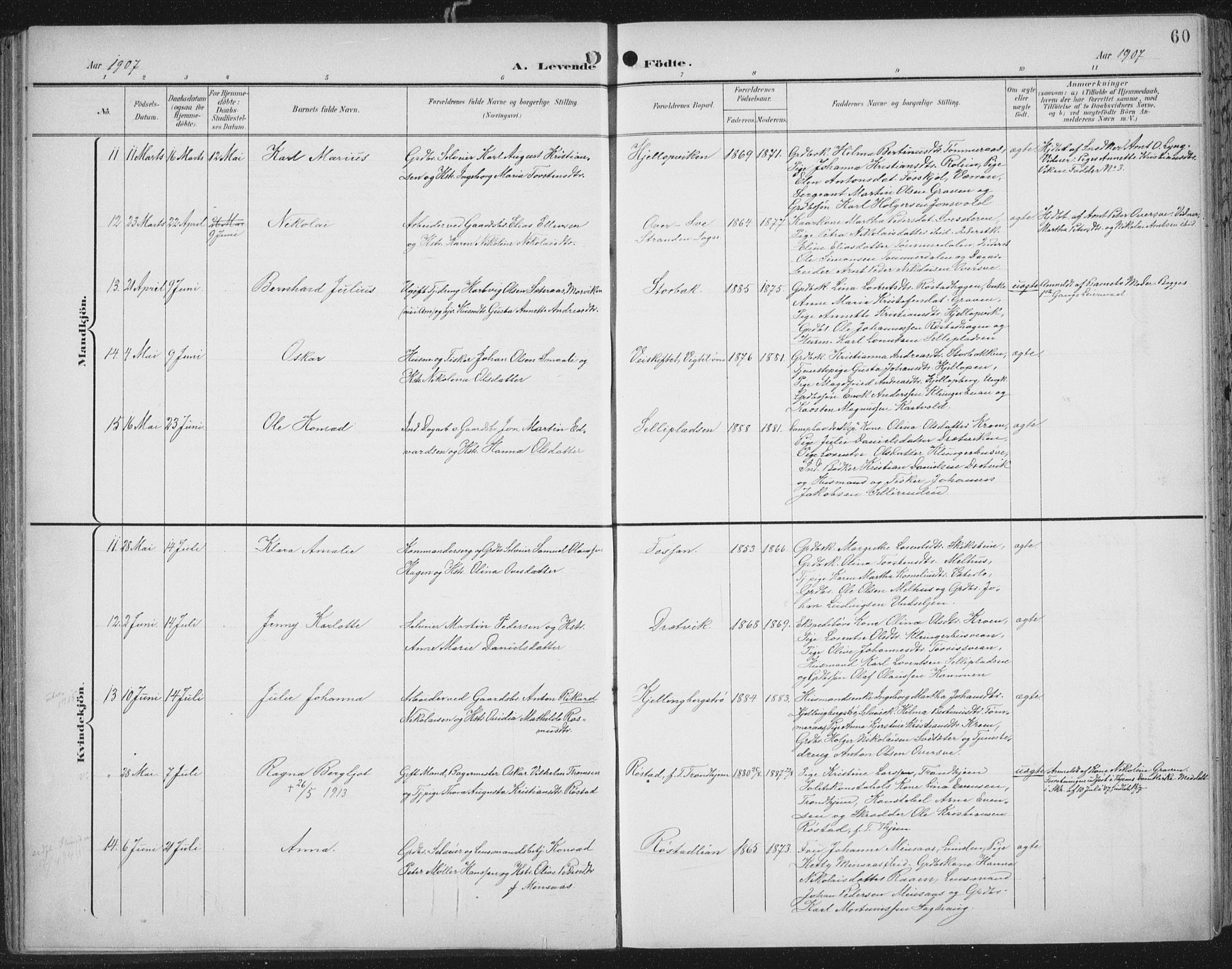 Ministerialprotokoller, klokkerbøker og fødselsregistre - Nord-Trøndelag, AV/SAT-A-1458/701/L0011: Parish register (official) no. 701A11, 1899-1915, p. 60
