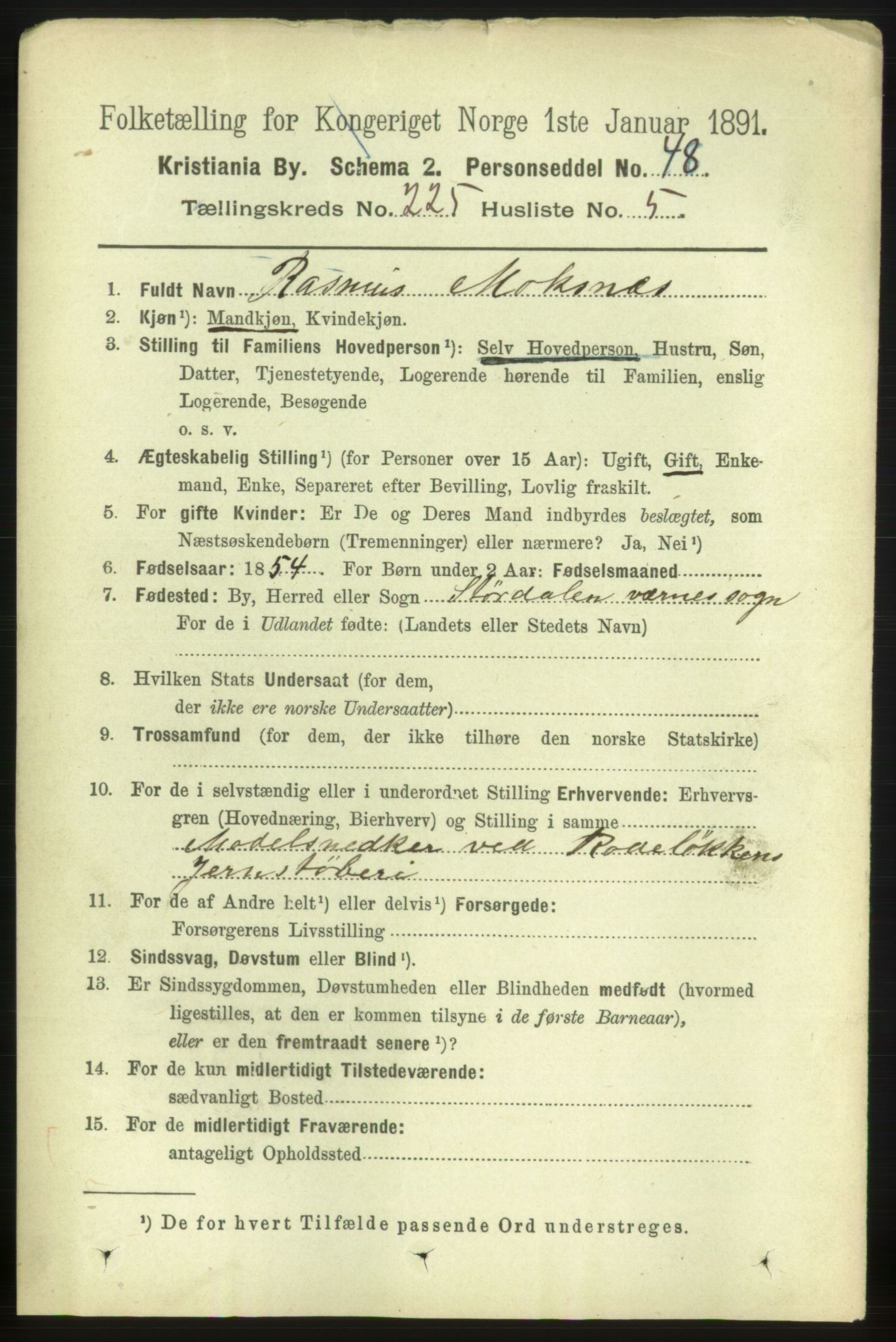 RA, 1891 census for 0301 Kristiania, 1891, p. 136519