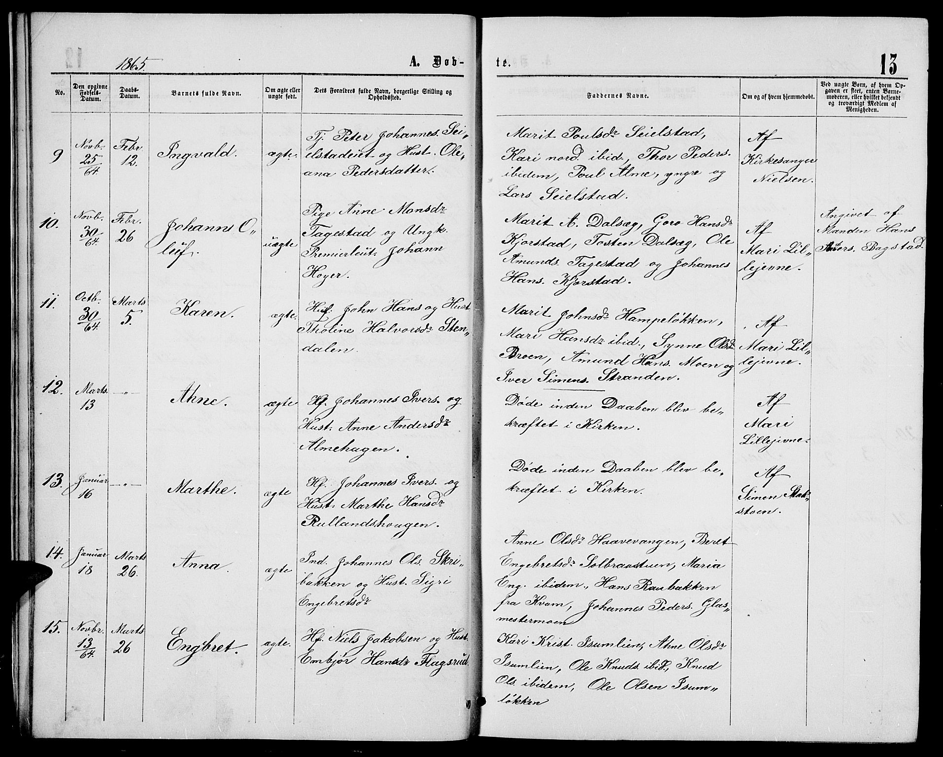 Sør-Fron prestekontor, SAH/PREST-010/H/Ha/Hab/L0002: Parish register (copy) no. 2, 1864-1883, p. 13