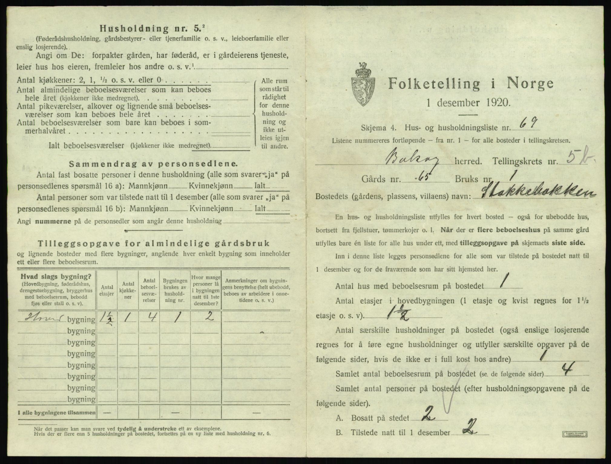 SAT, 1920 census for Bolsøy, 1920, p. 1037