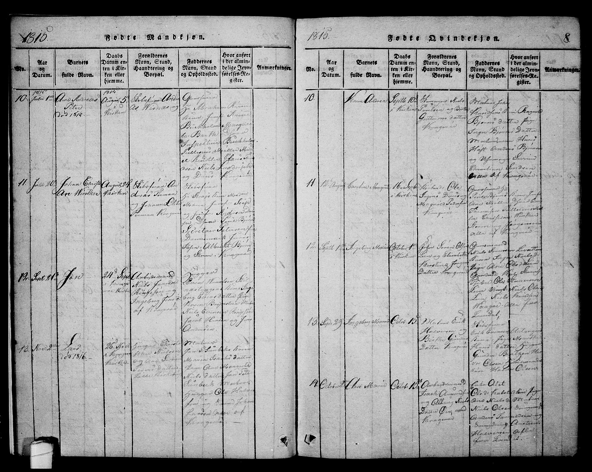 Kragerø kirkebøker, SAKO/A-278/F/Fa/L0004: Parish register (official) no. 4, 1814-1831, p. 8