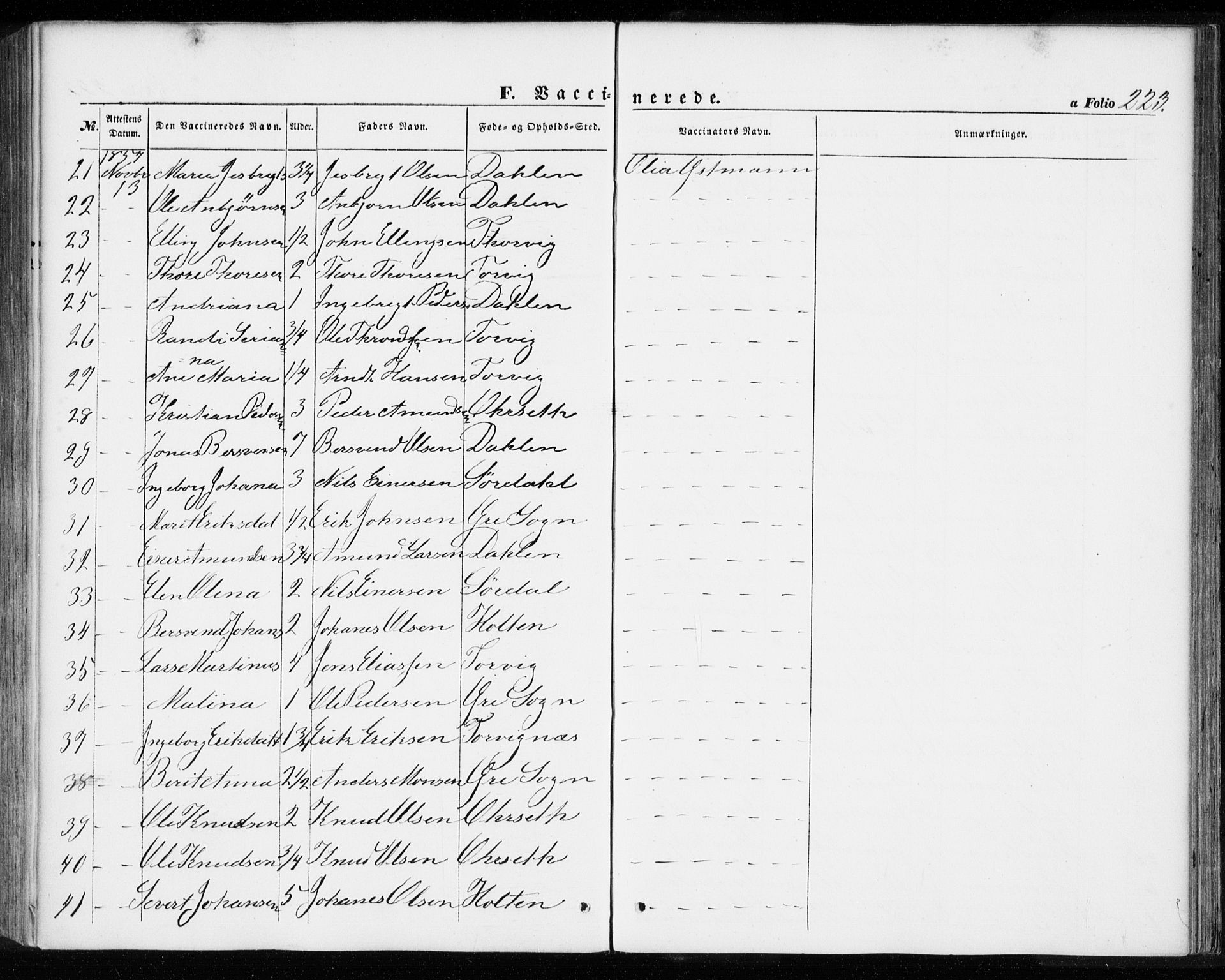 Ministerialprotokoller, klokkerbøker og fødselsregistre - Møre og Romsdal, AV/SAT-A-1454/584/L0965: Parish register (official) no. 584A05, 1857-1868, p. 223