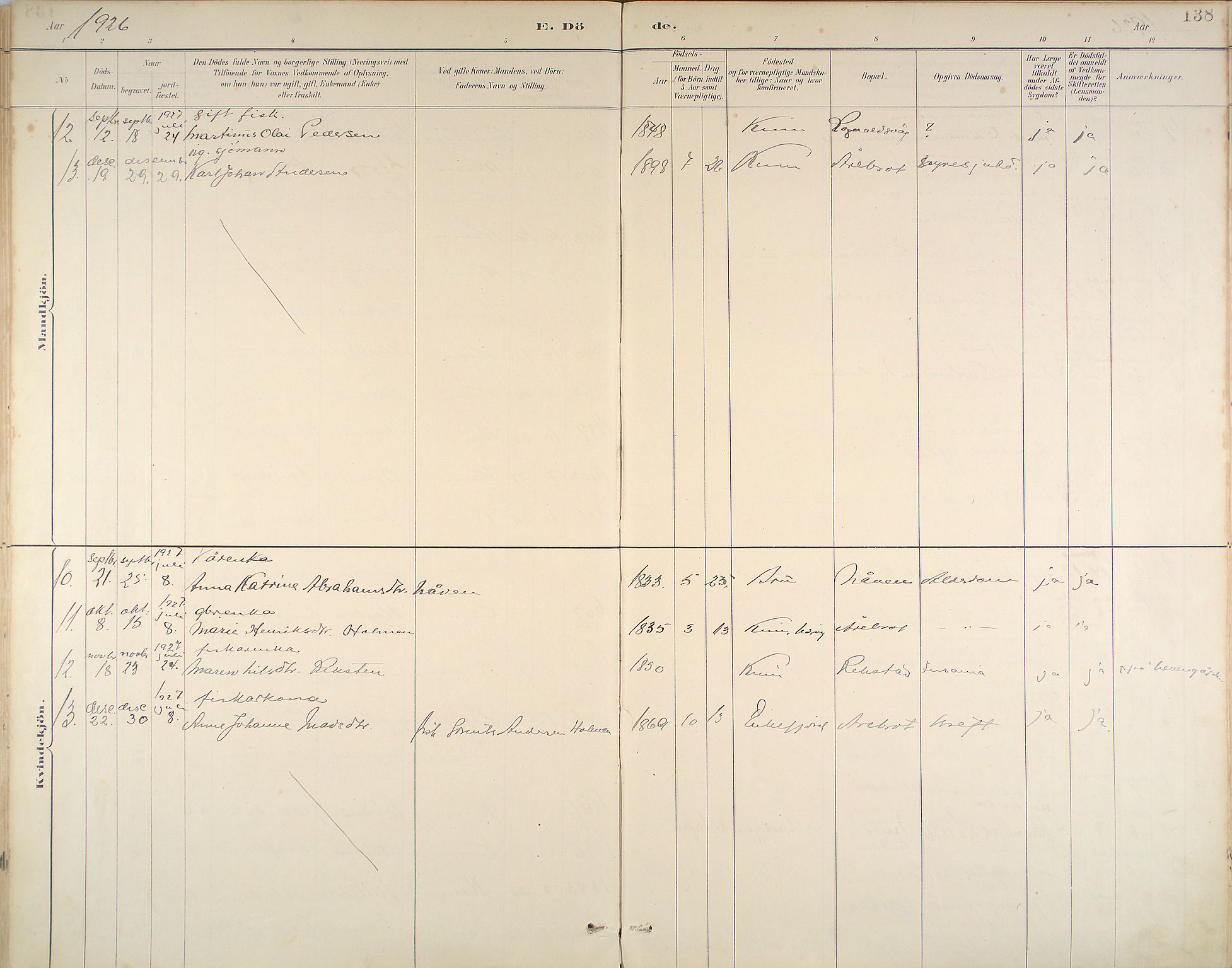 Kinn sokneprestembete, SAB/A-80801/H/Haa/Haab/L0011: Parish register (official) no. B 11, 1886-1936, p. 138