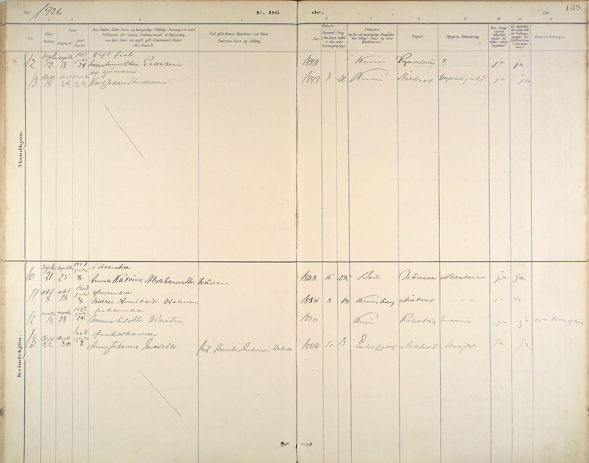 Kinn sokneprestembete, AV/SAB-A-80801/H/Haa/Haab/L0011: Parish register (official) no. B 11, 1886-1936, p. 138