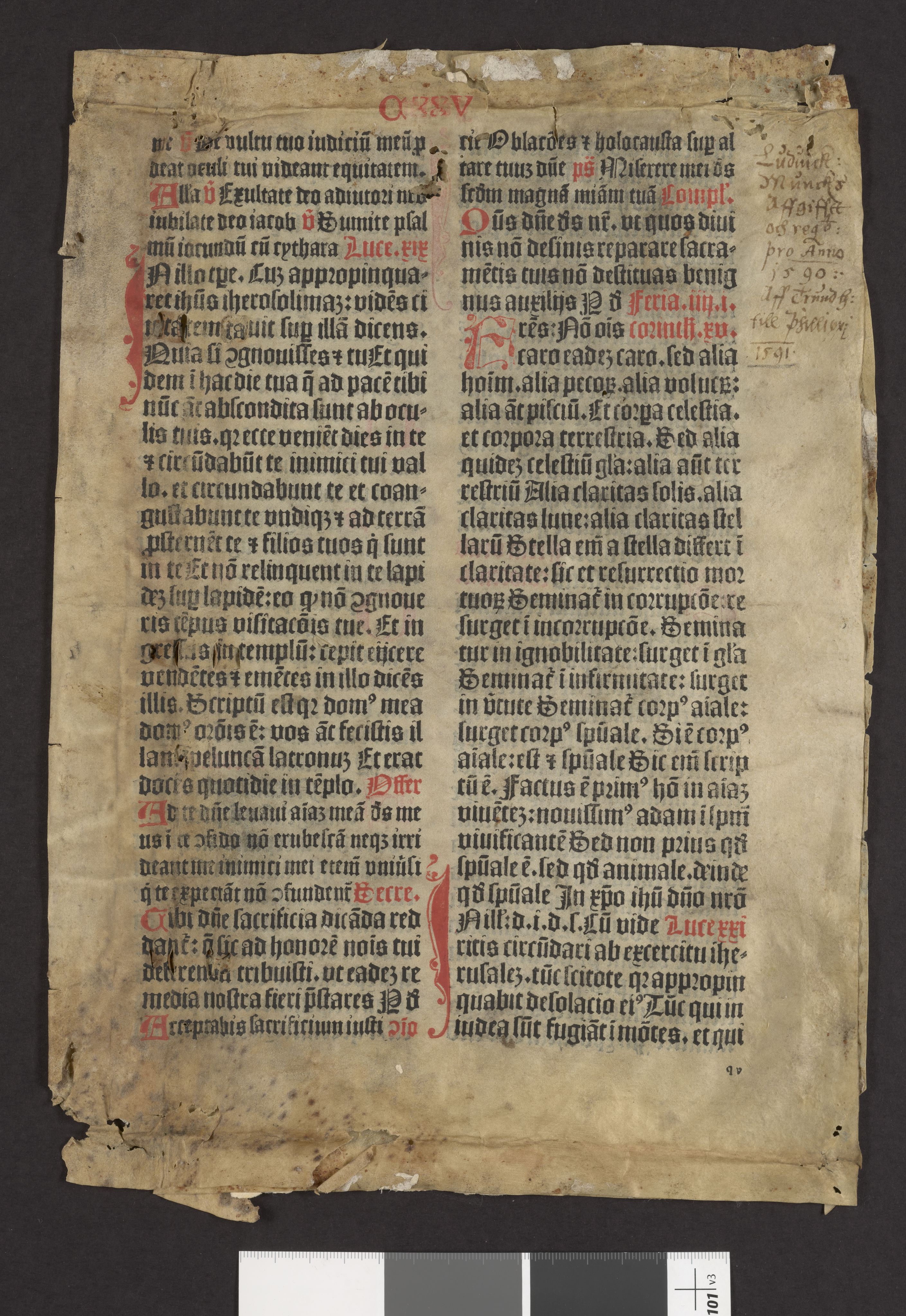 Riksarkivets diplomsamling, AV/RA-EA-5965/F27/F27A/F27Ab/L0002: Latinske fragmenter stort format, 1100-1536, p. 7