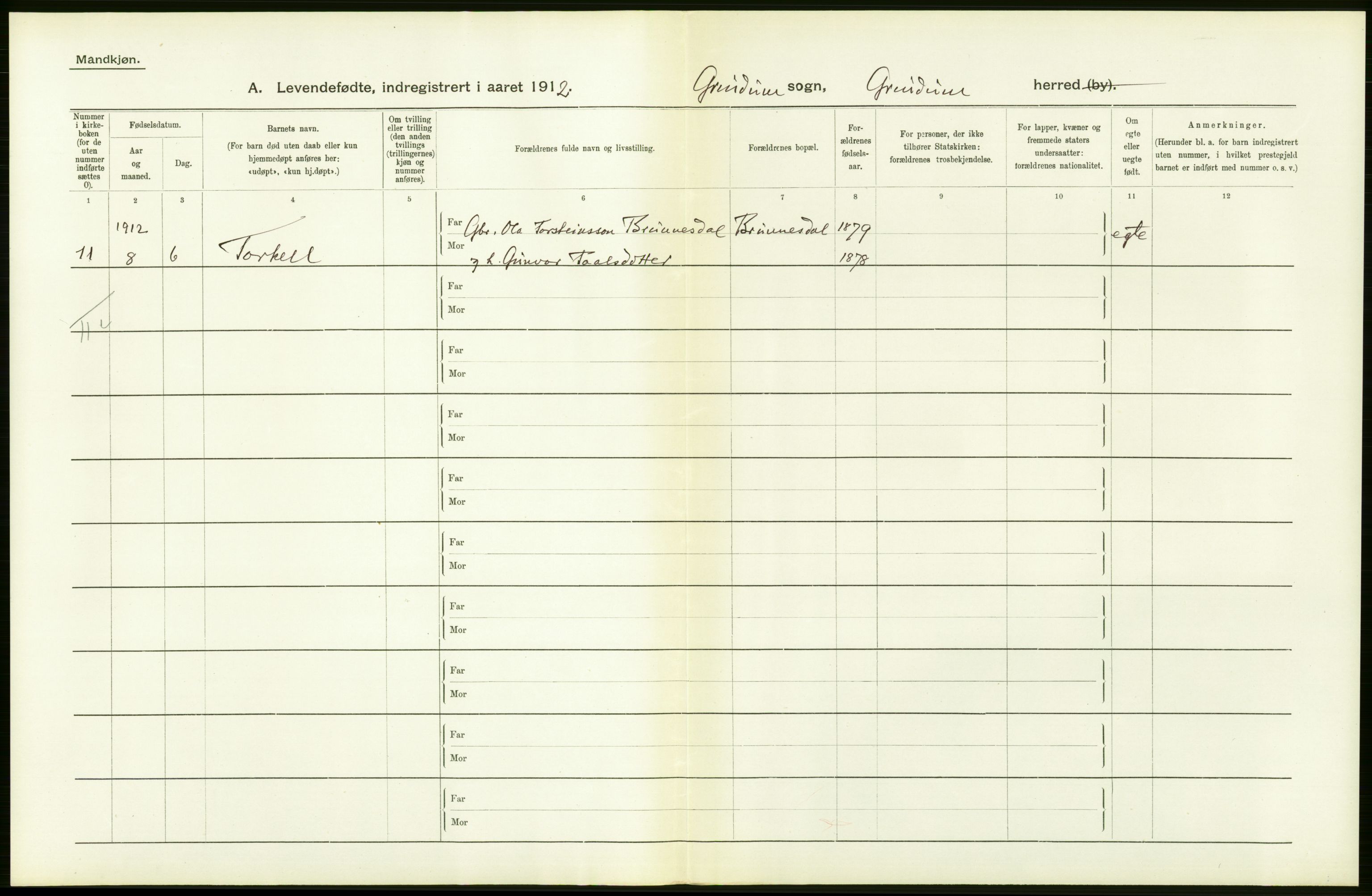 Statistisk sentralbyrå, Sosiodemografiske emner, Befolkning, AV/RA-S-2228/D/Df/Dfb/Dfbb/L0024: Lister og Mandals amt: Levendefødte menn og kvinner. Bygder og byer., 1912, p. 108