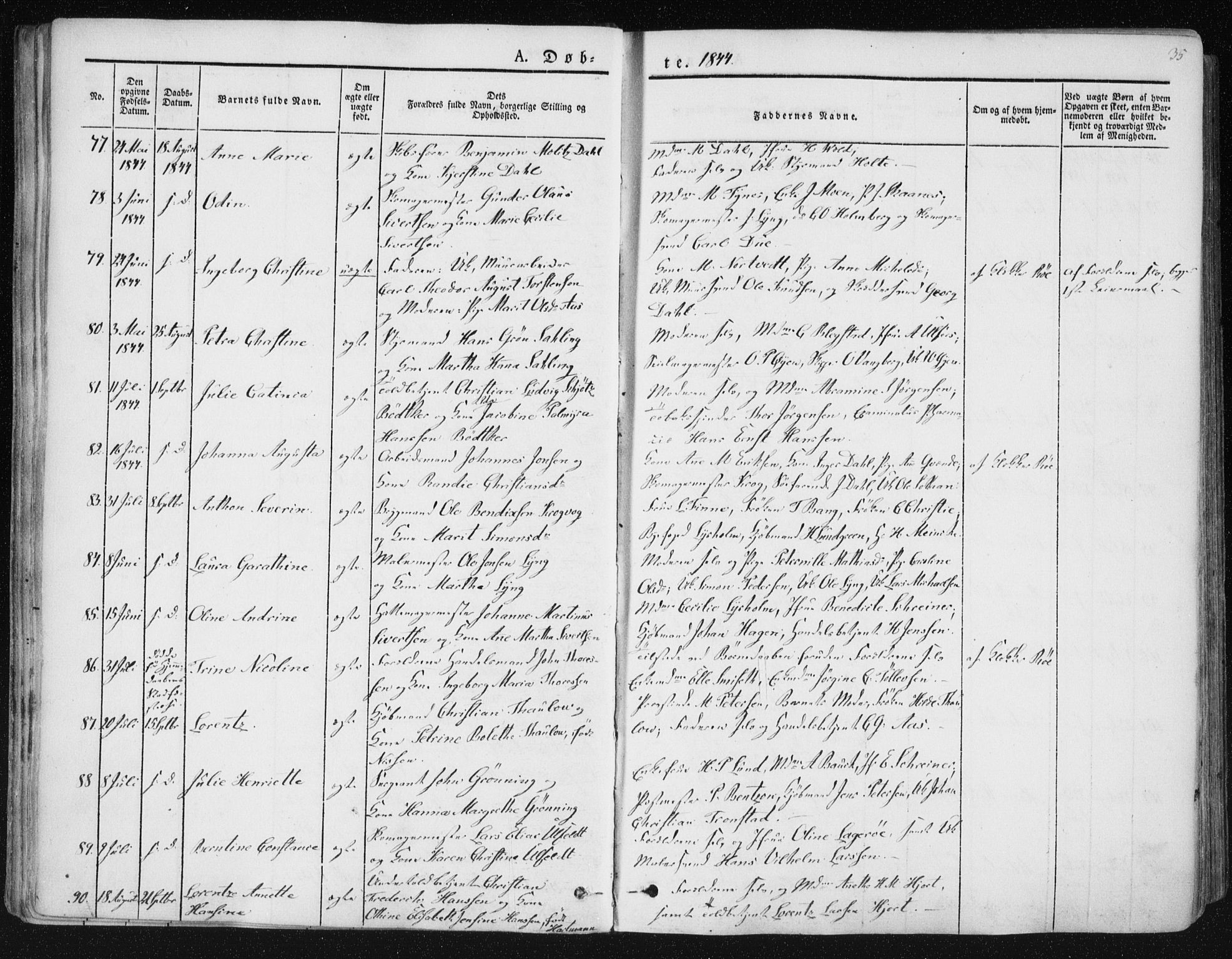 Ministerialprotokoller, klokkerbøker og fødselsregistre - Sør-Trøndelag, AV/SAT-A-1456/602/L0110: Parish register (official) no. 602A08, 1840-1854, p. 35