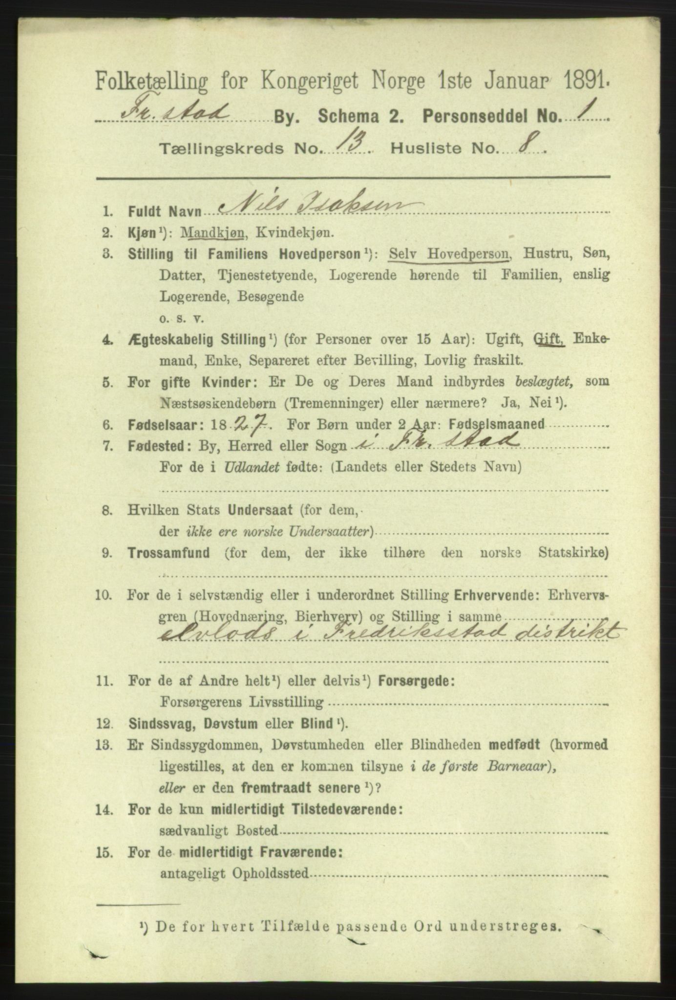 RA, 1891 census for 0103 Fredrikstad, 1891, p. 14465